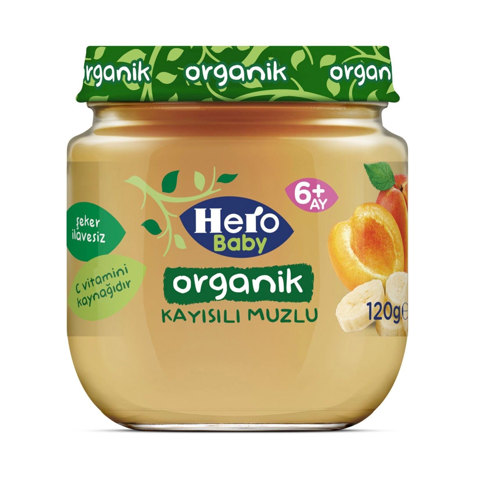 Hero Baby Organik Kayısı Muz Püreli  Kavanoz Mama 120 G