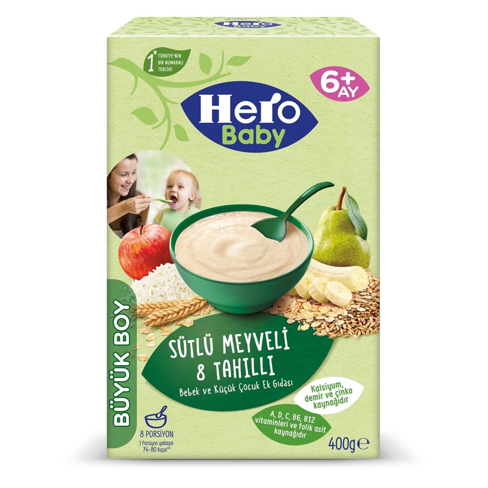 Hero Baby Sütlü 8 Tahıllı Meyveli Ek Besin 400 G