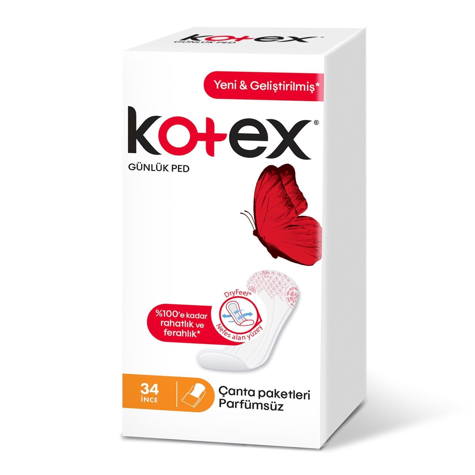 Kotex İnce Günlük Ped Parfumsuz 34'lü