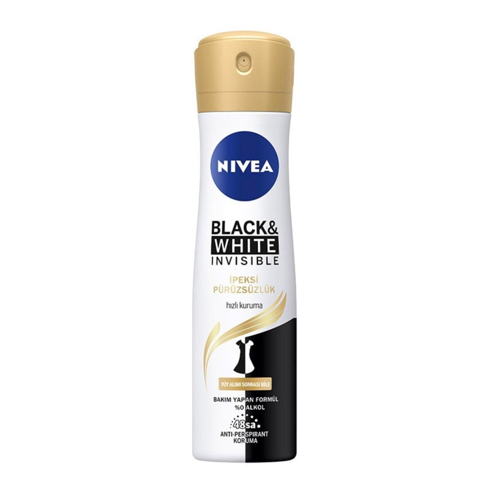 NIVEA Kadın Sprey Deodorant Black&White Invisible İpeksi Pürüzsüzlük 150 ml