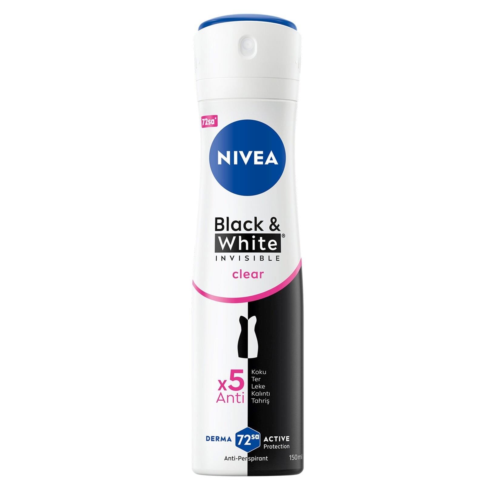 NIVEA Kadın Sprey Deodorant Black&White Clear 72 Saat Anti-perspirant 150ml