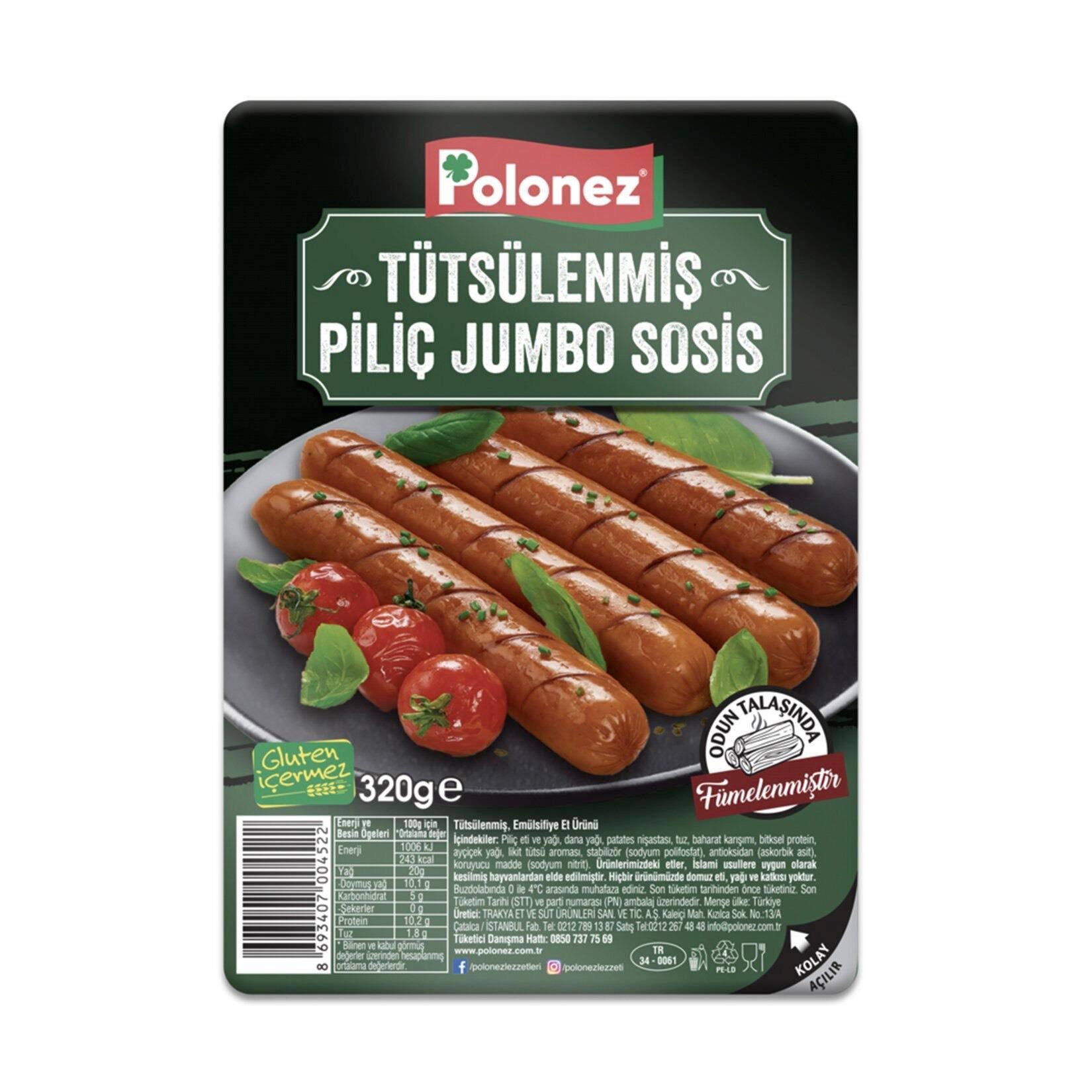 Polonez Tütsülenmiş Piliç Jumbo Sosis 320 G