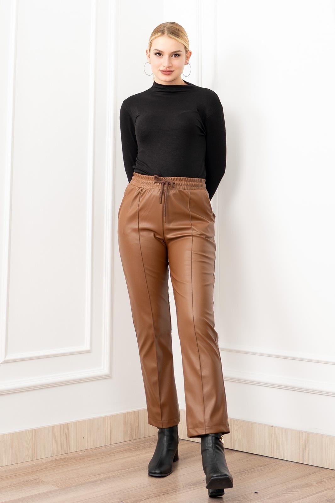 ARIA İnce Şardonlu Deri Pantolon 30322