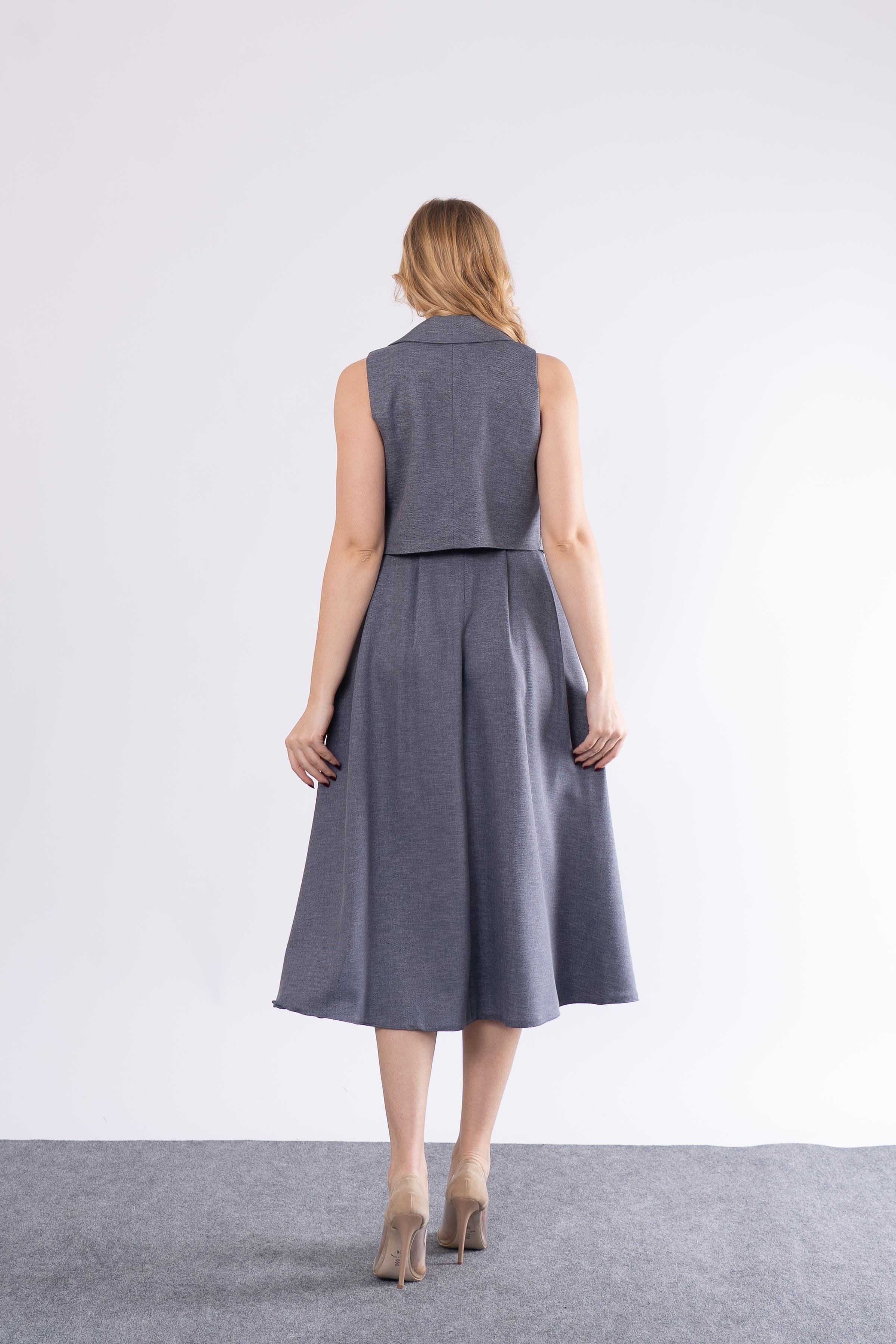 Astarlı Yelek Kemerli Etek Takım 1156