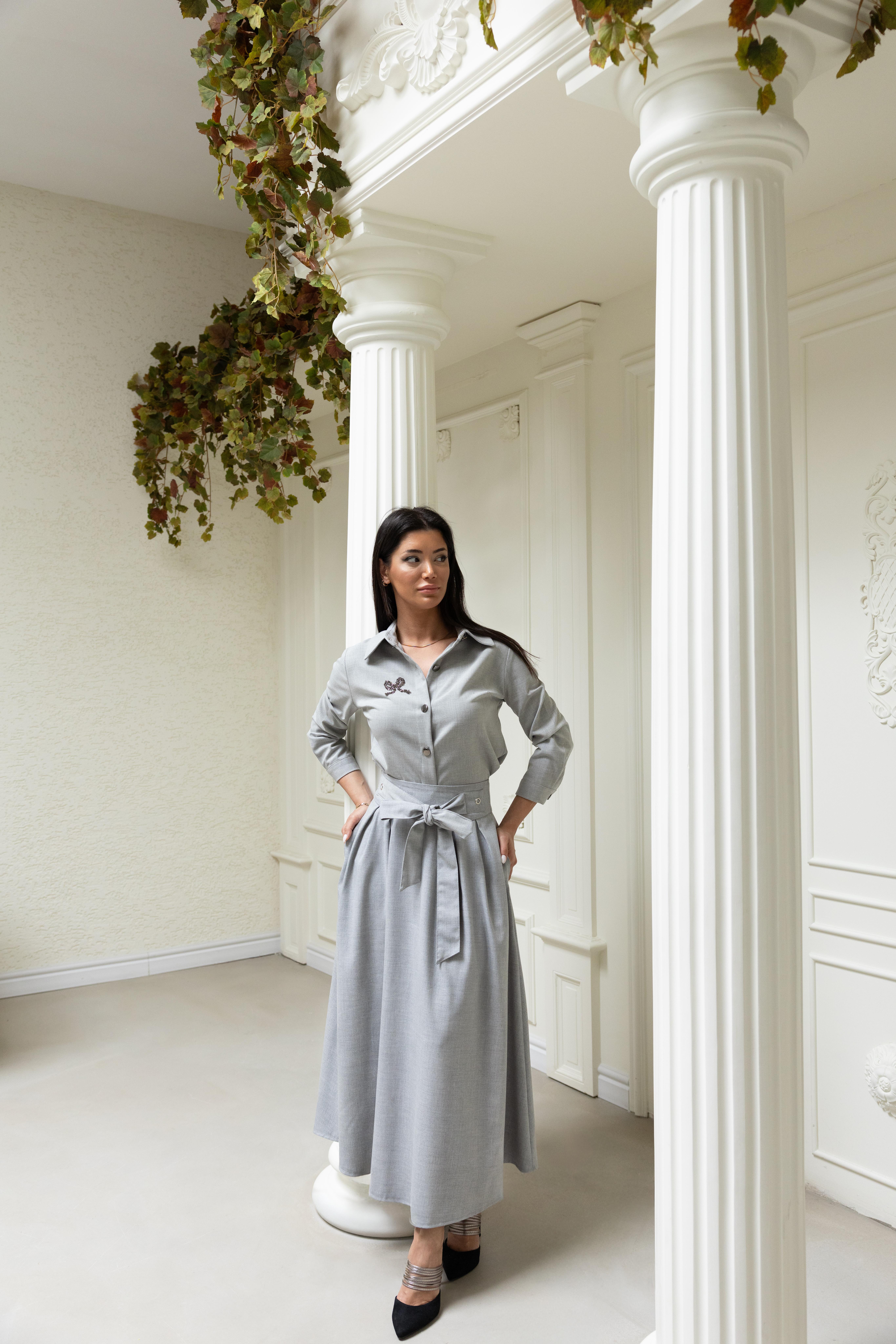 Bel Bağlama Detaylı Pilikaşe Volanlı Etek 6769