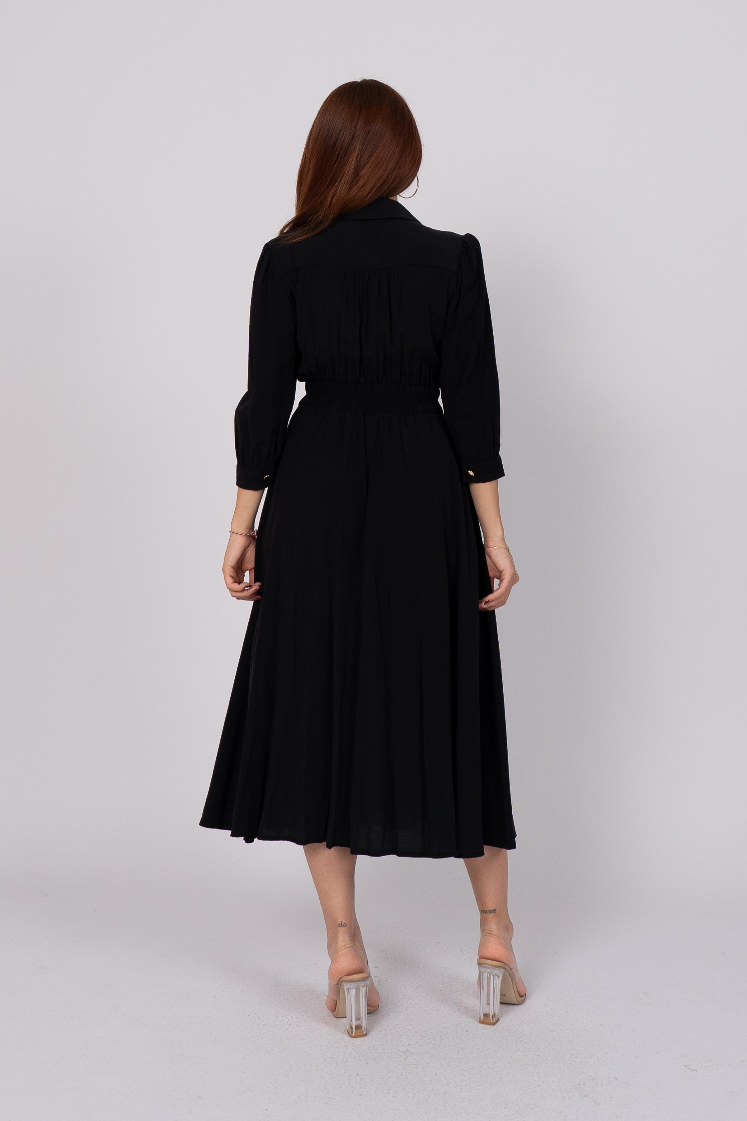 Beli Kuşgözü Lastikli Elbise 50307