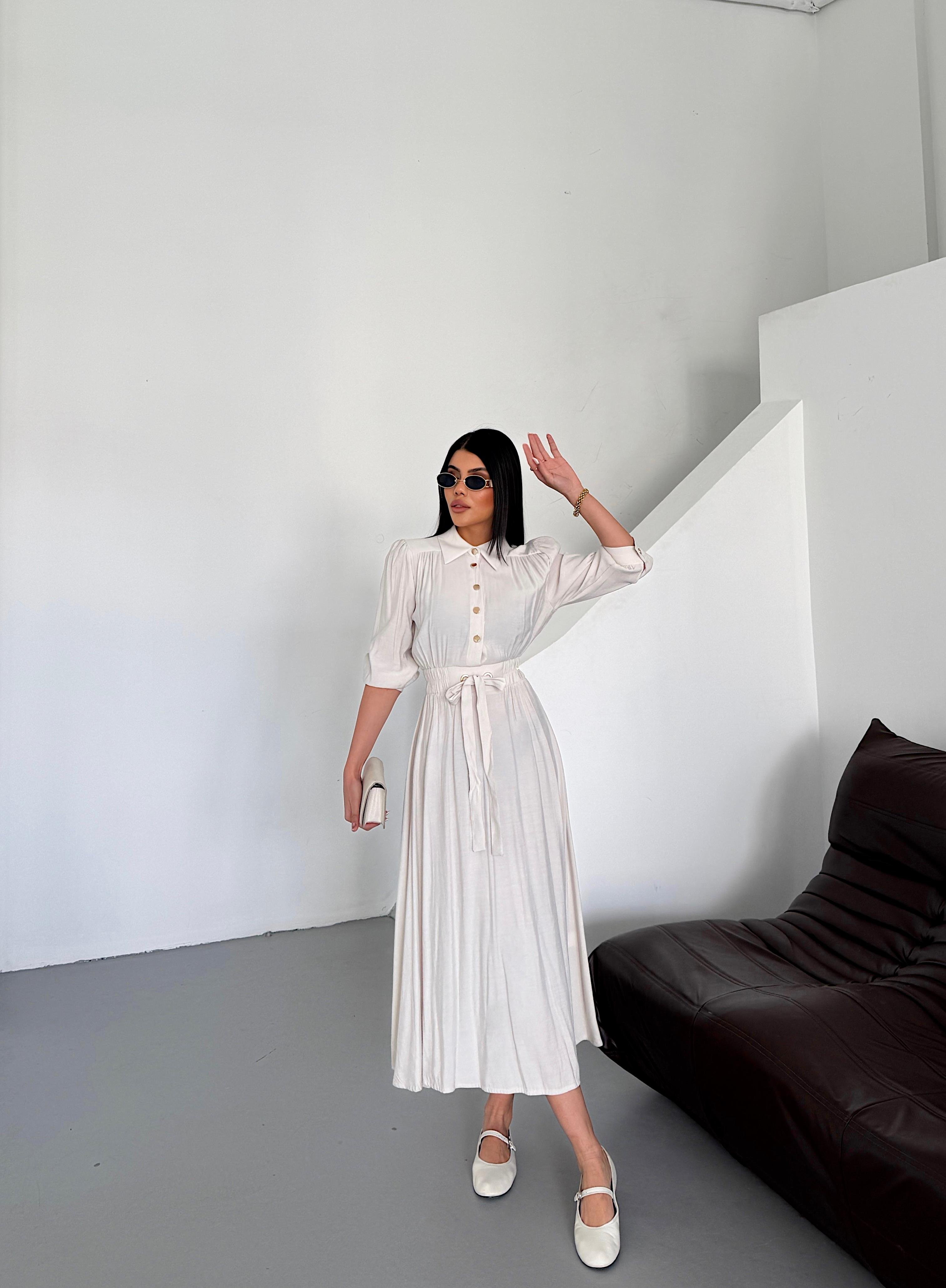 Beli Kuşgözü Lastikli Elbise 50307