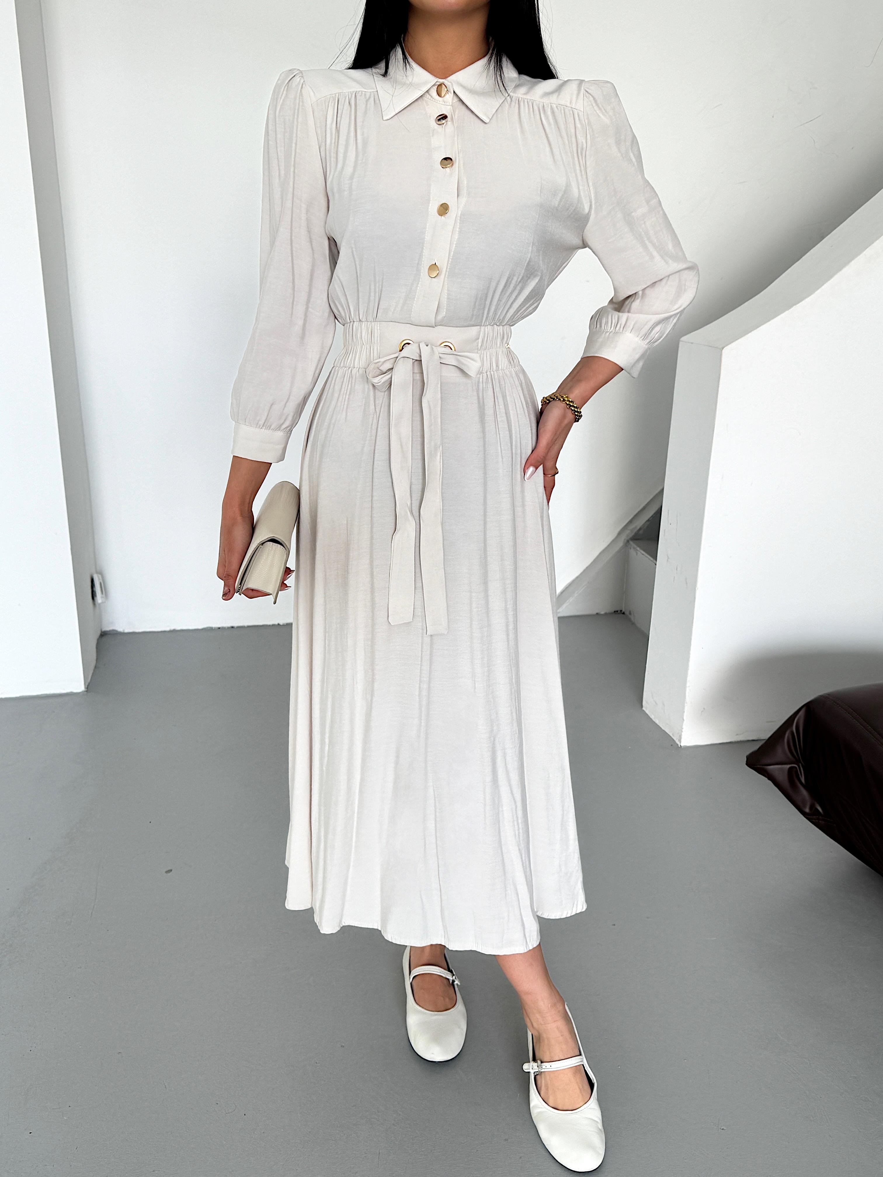 Beli Kuşgözü Lastikli Elbise 50307