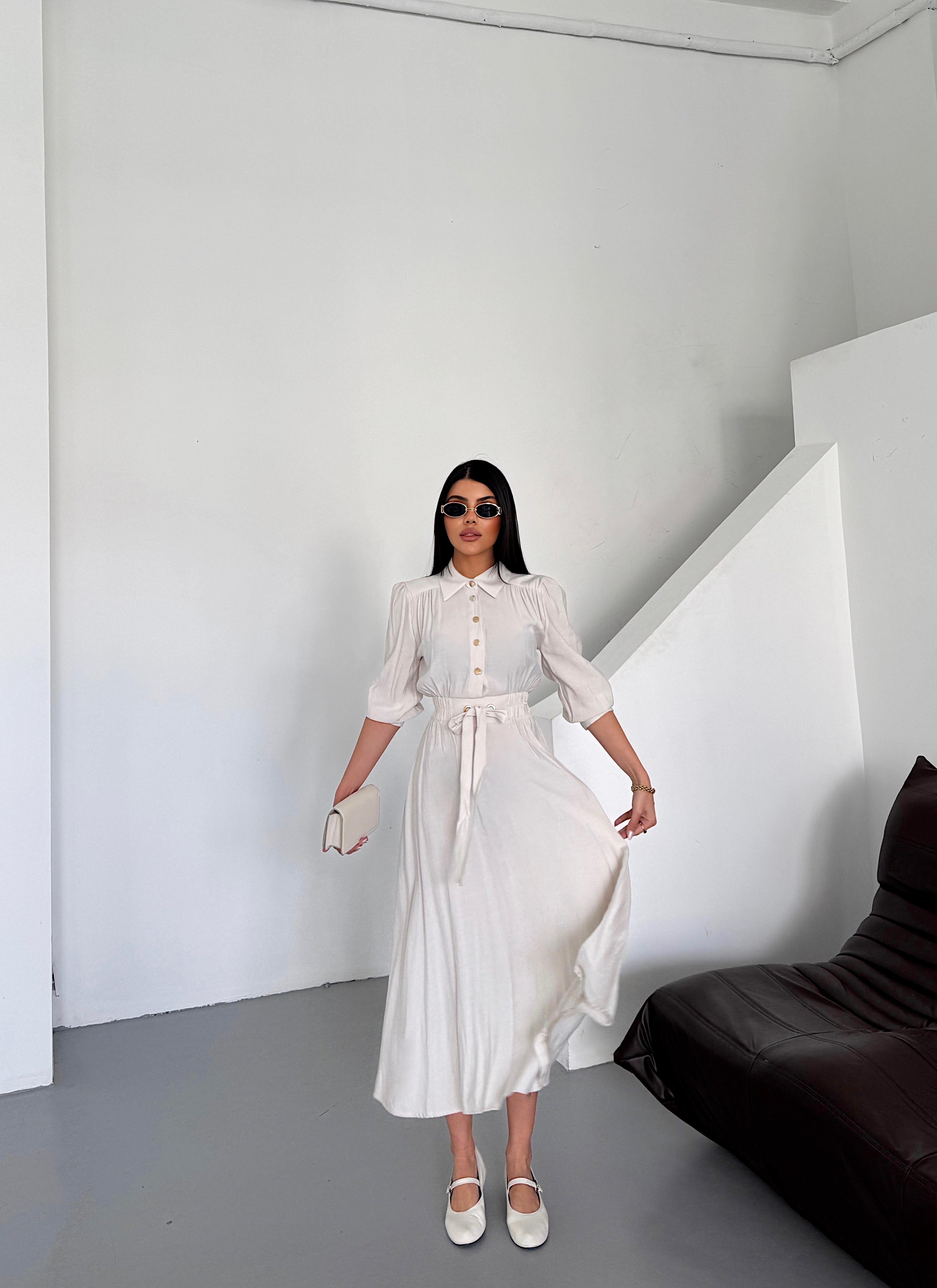 Beli Kuşgözü Lastikli Elbise 50307