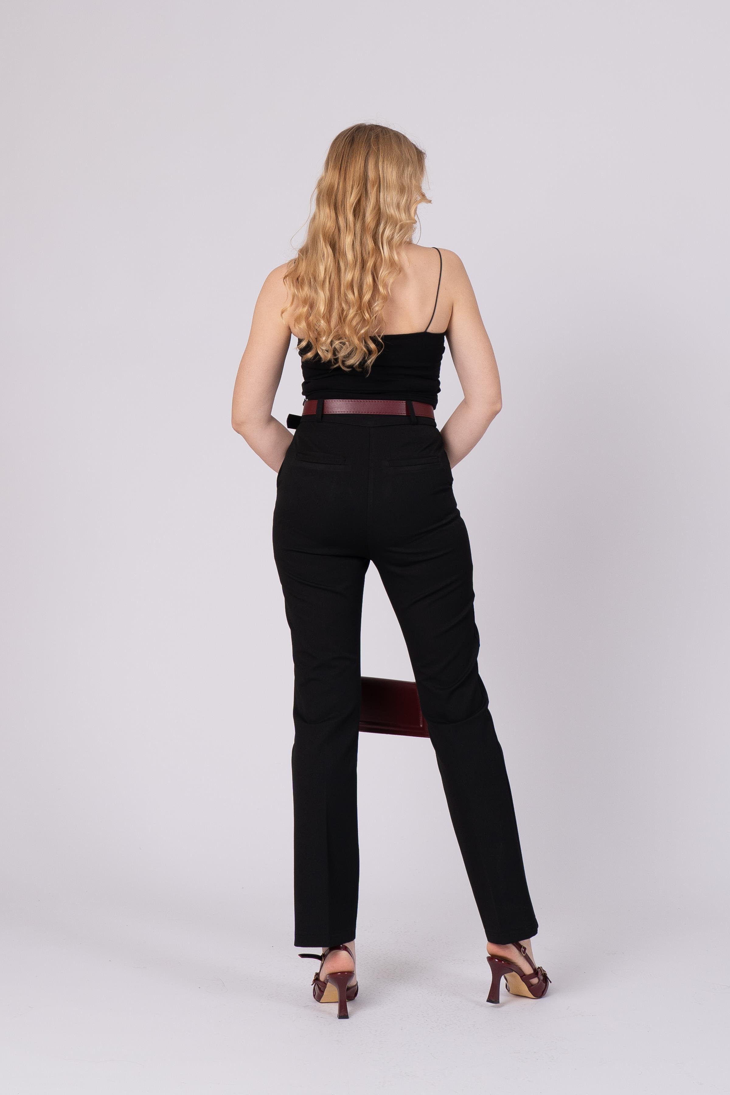 Boru Paça Kemerli Smart Pantolon 3989