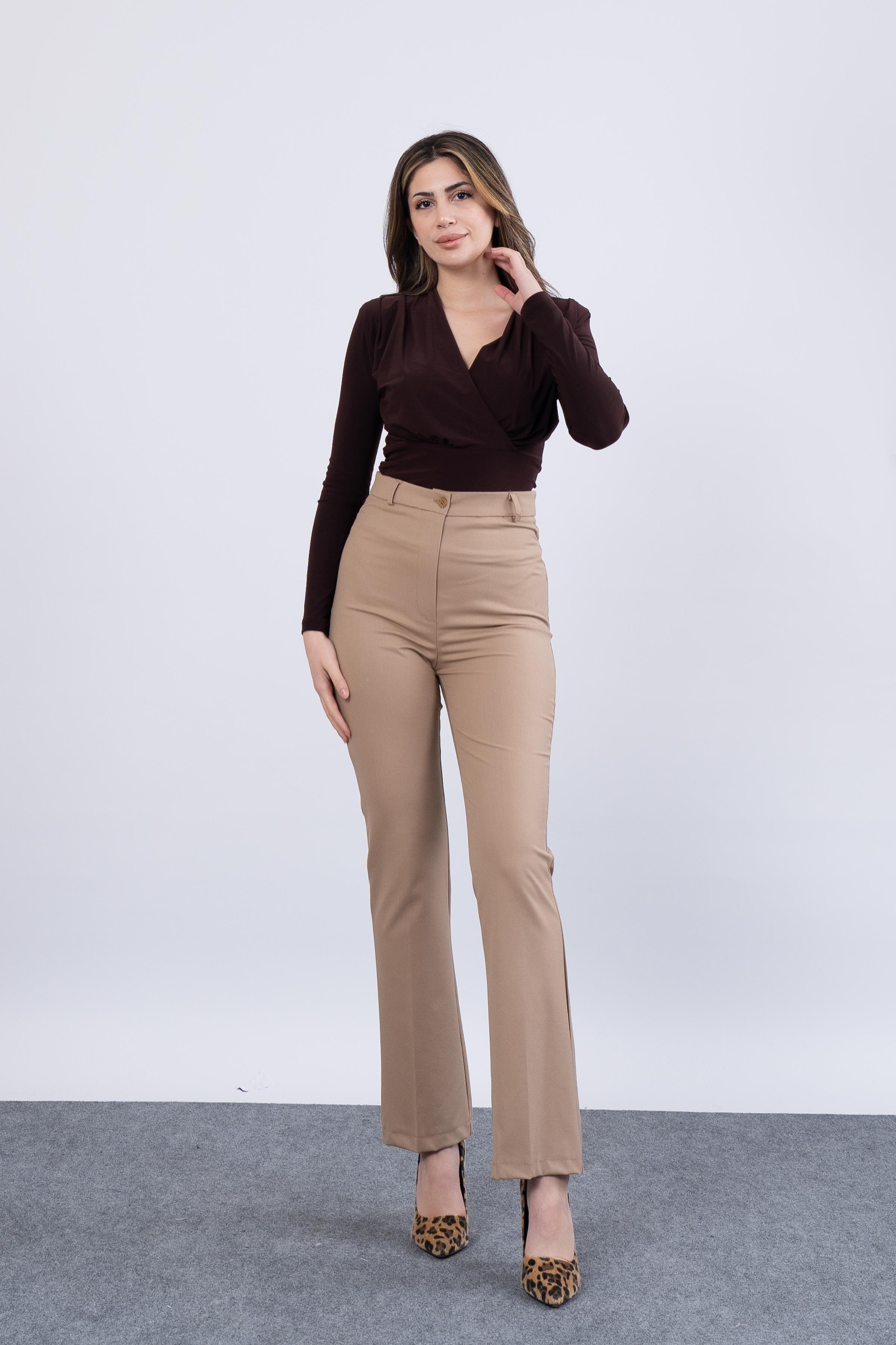 Cepsiz İspanyol Paça Kumaş Pantolon 30088