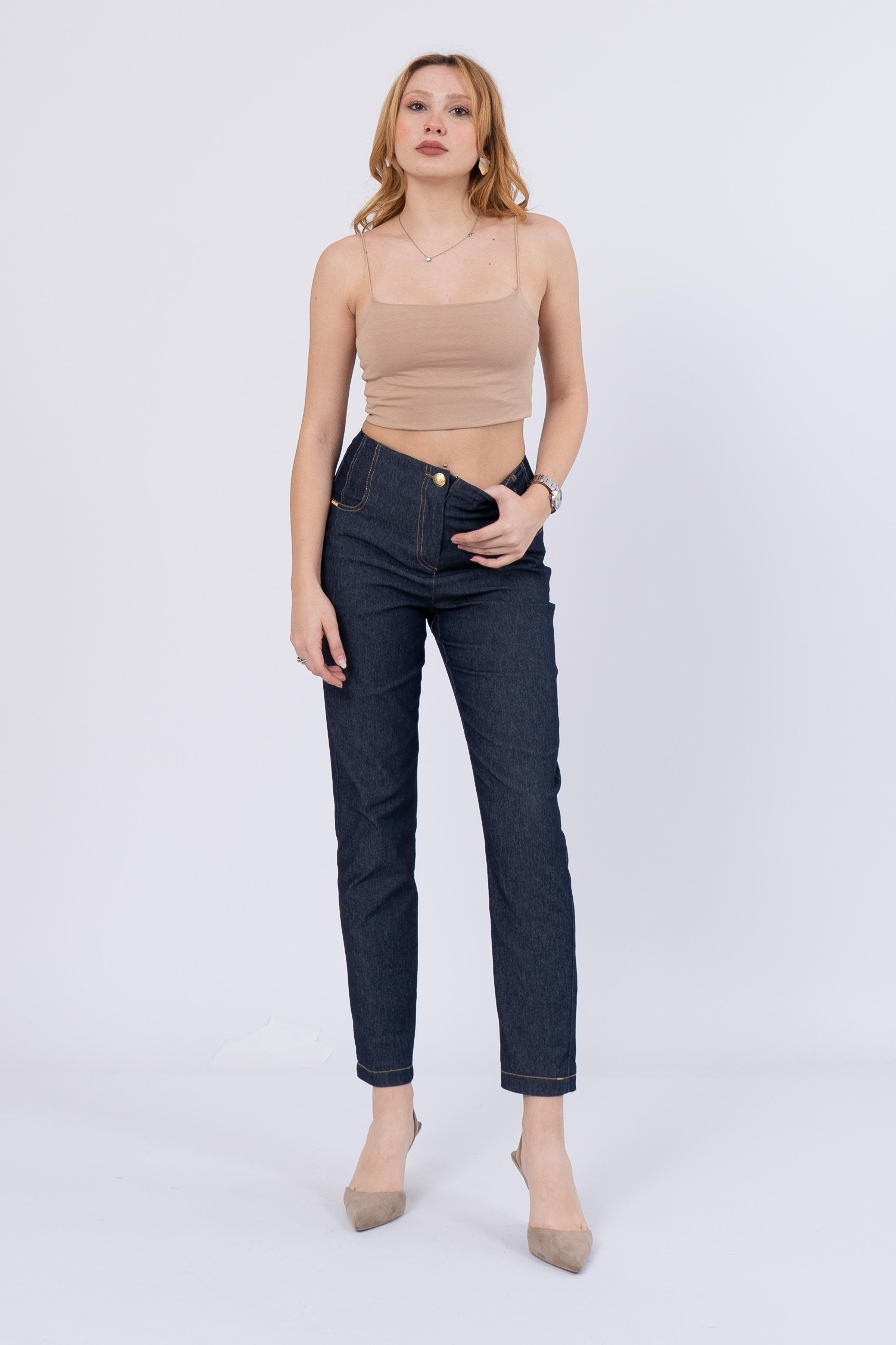 Denim Pensli Ve Cepli Pantolon 30207