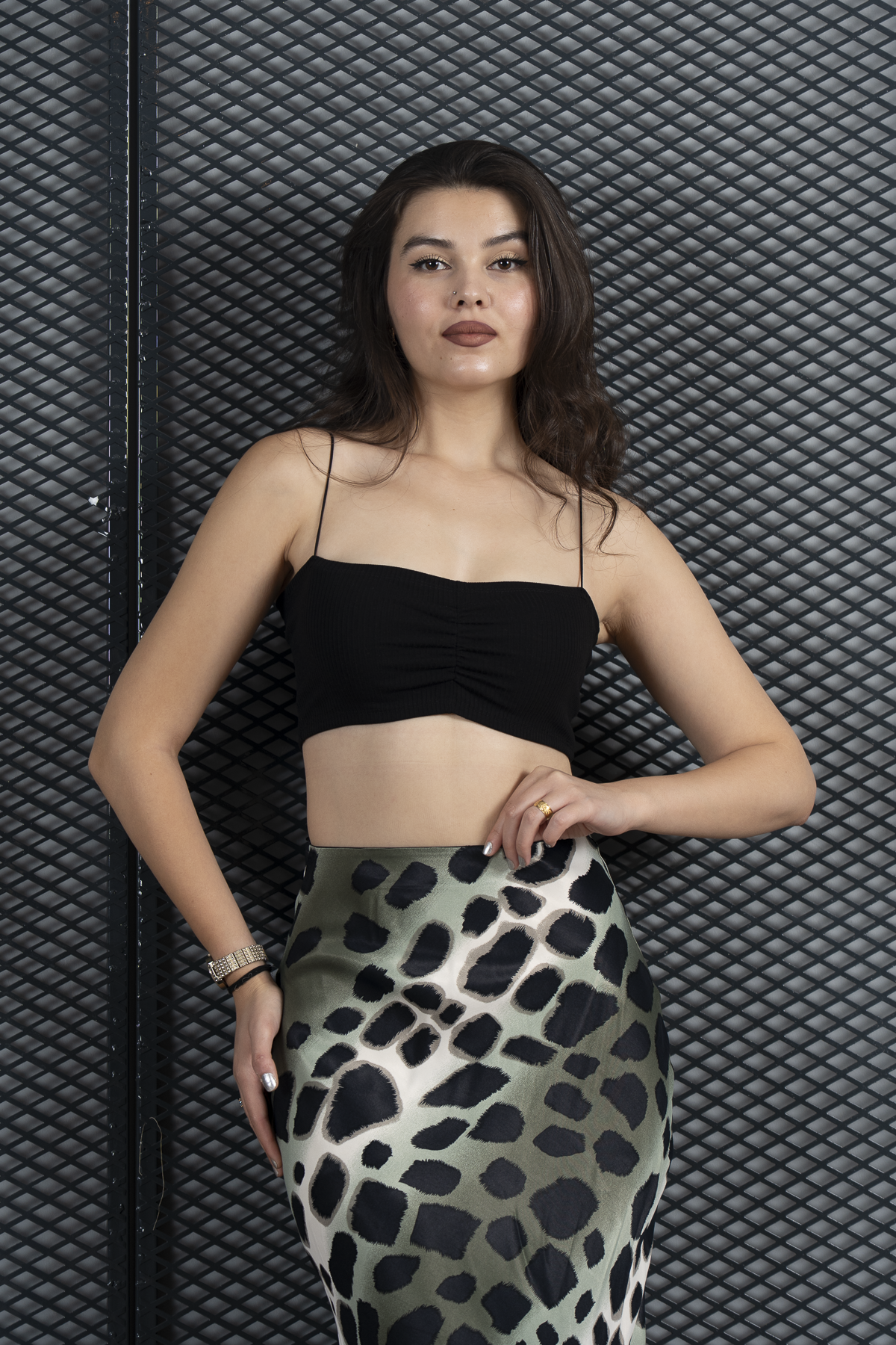 Desenli Saten Kumaş Etek 6718