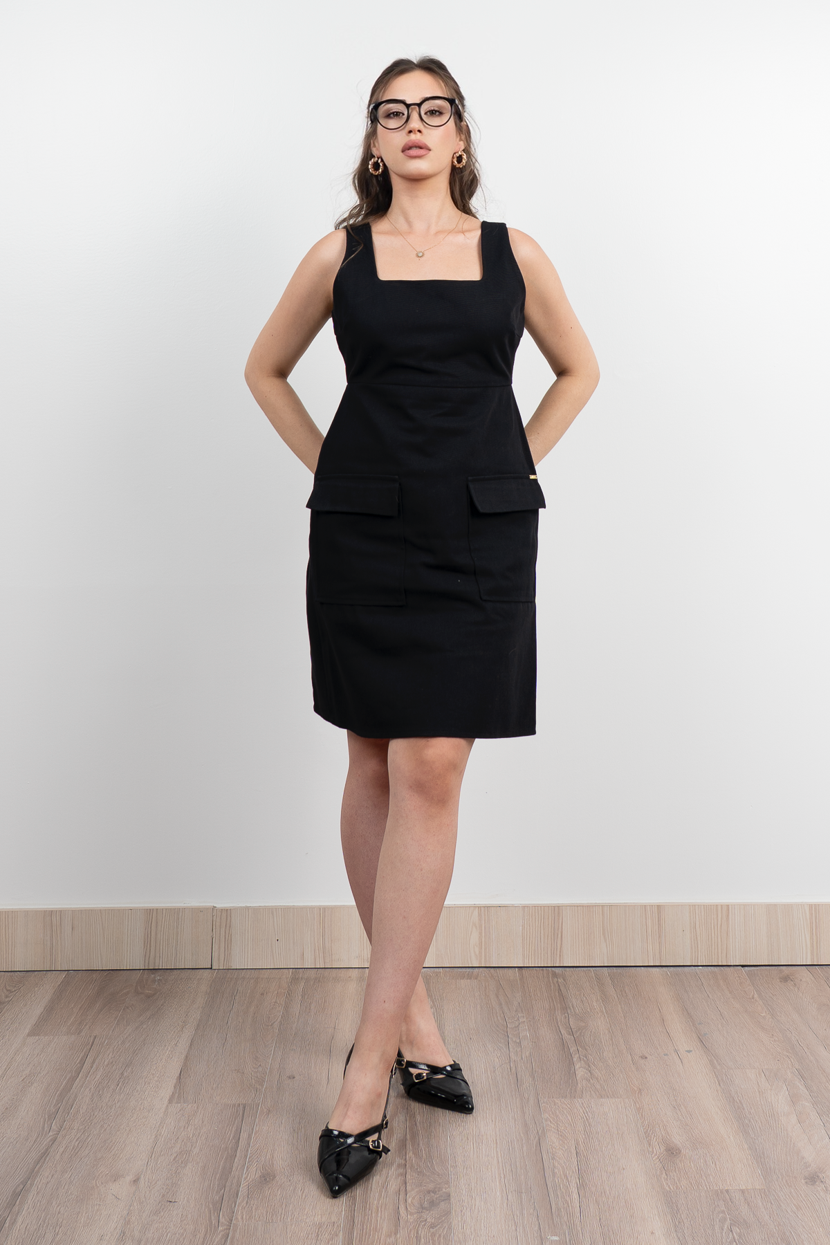 Kapak Cepli Kot Gabardin Kalın Askılı Elbise 50327