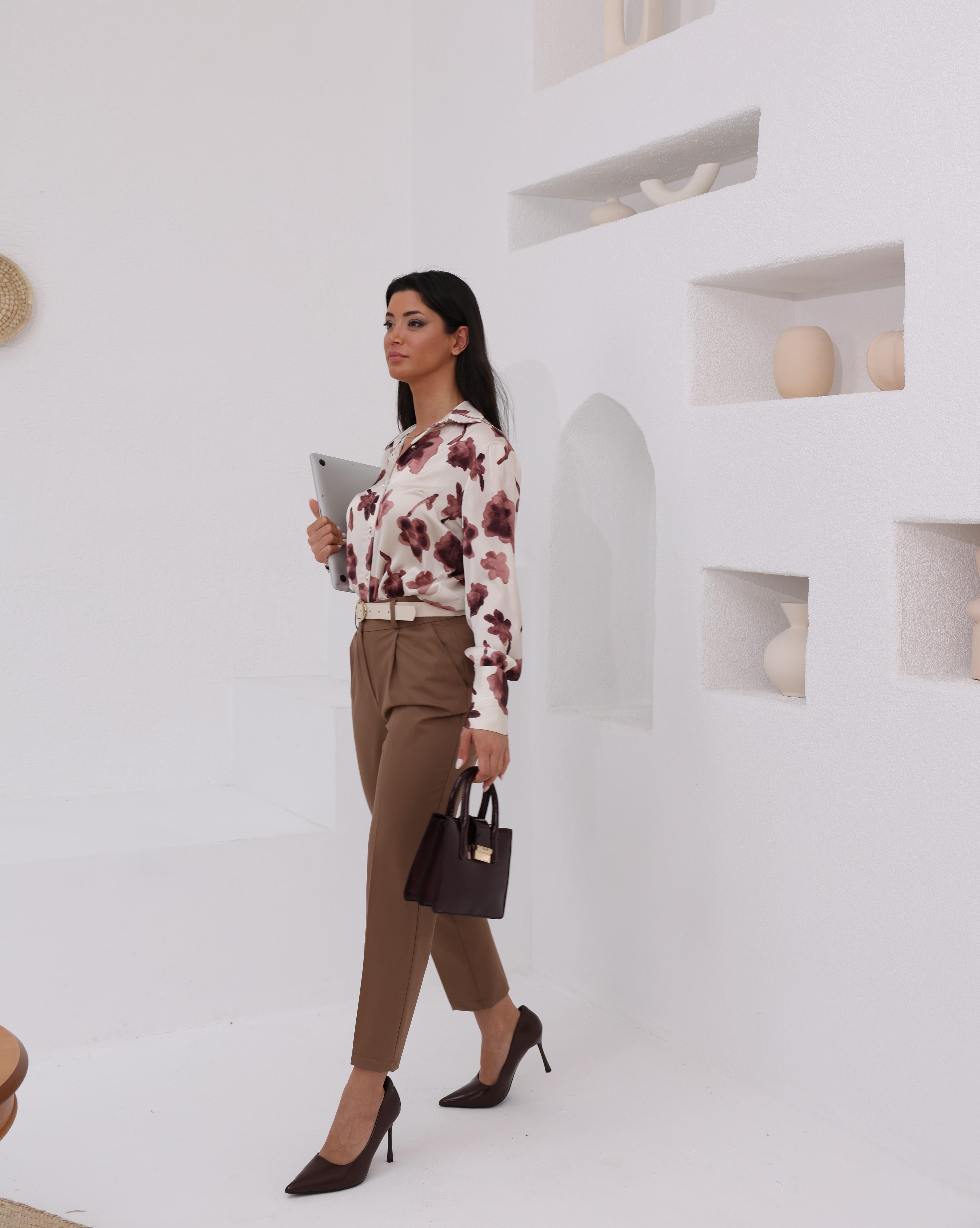 Kemerli Düz Paça Pantolon 30224