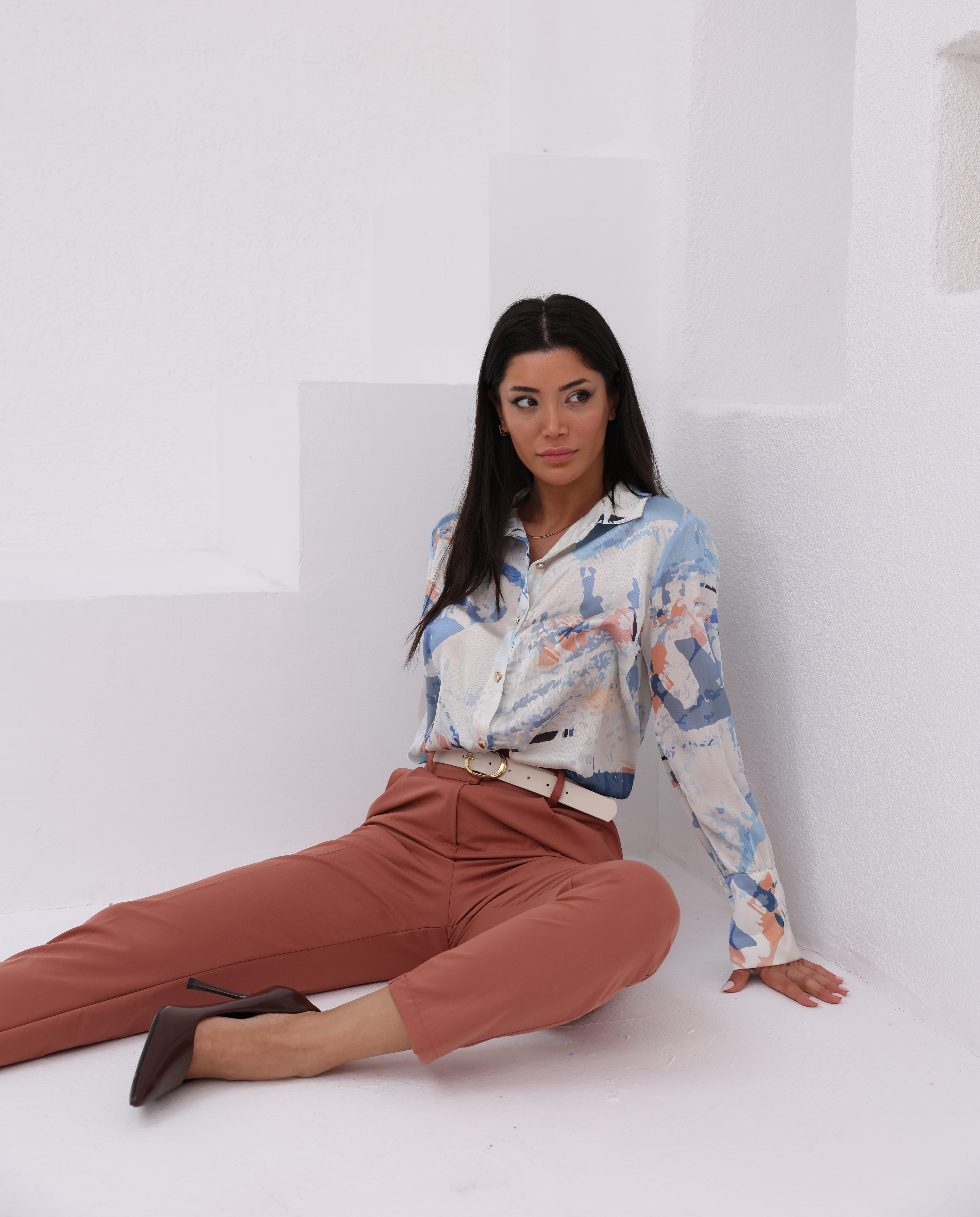 Kemerli Düz Paça Pantolon 30224