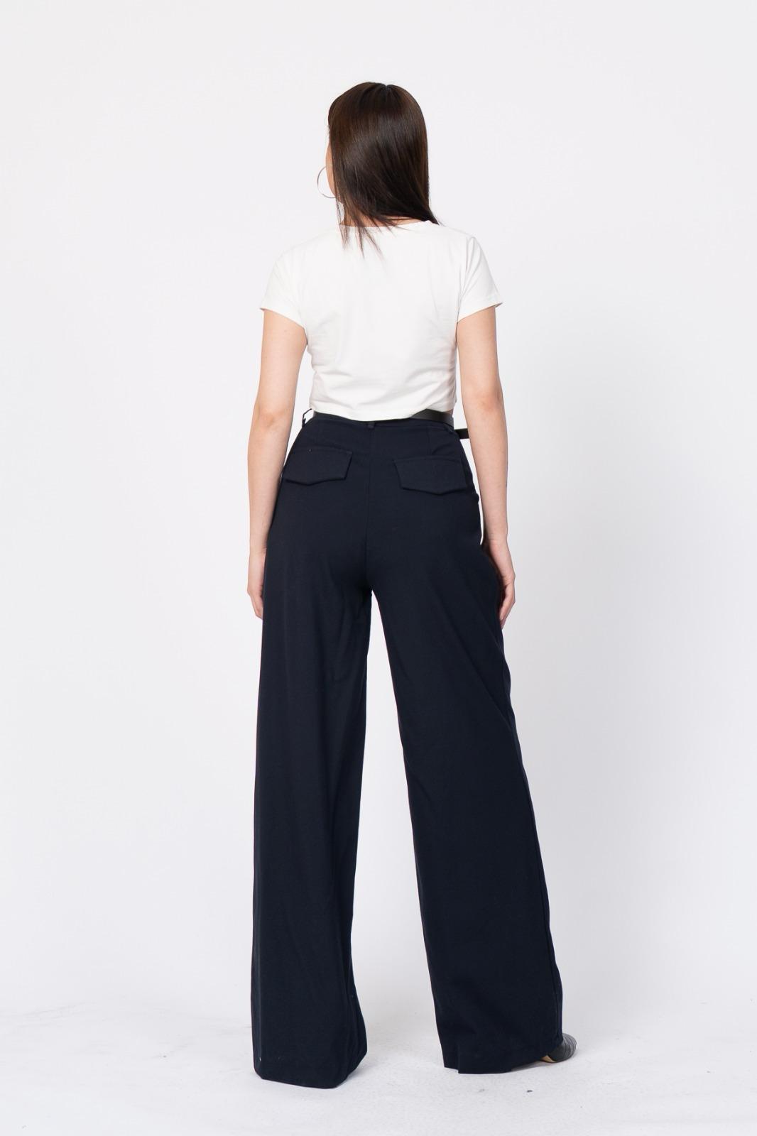 Kemerli Ve Pileli Bol Paça Pantolon 30222