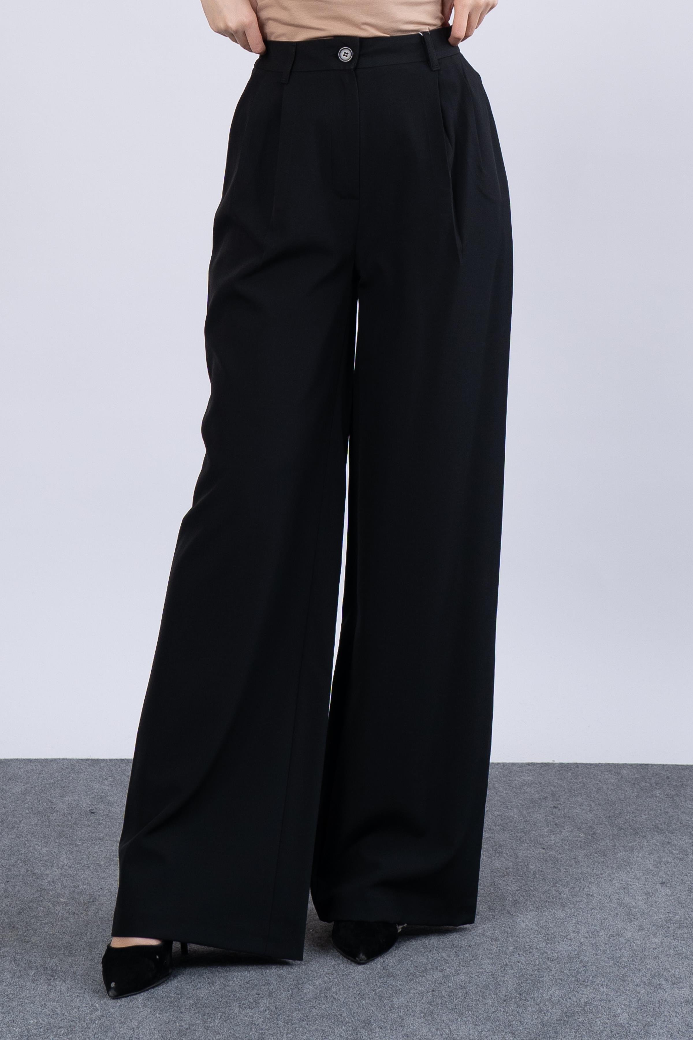 Ön Çift Pileli Salaş Palazzo Cepli Pantolon 30144