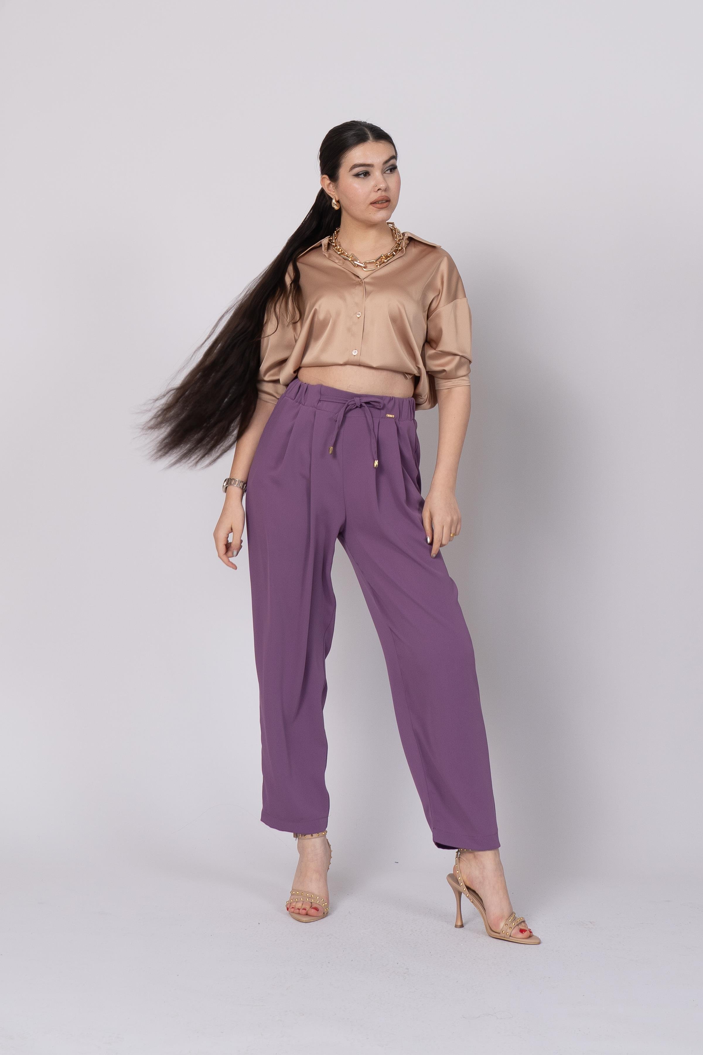 Ön Pile Ve Bağcıklı Beli Lastikli Pantolon 30244