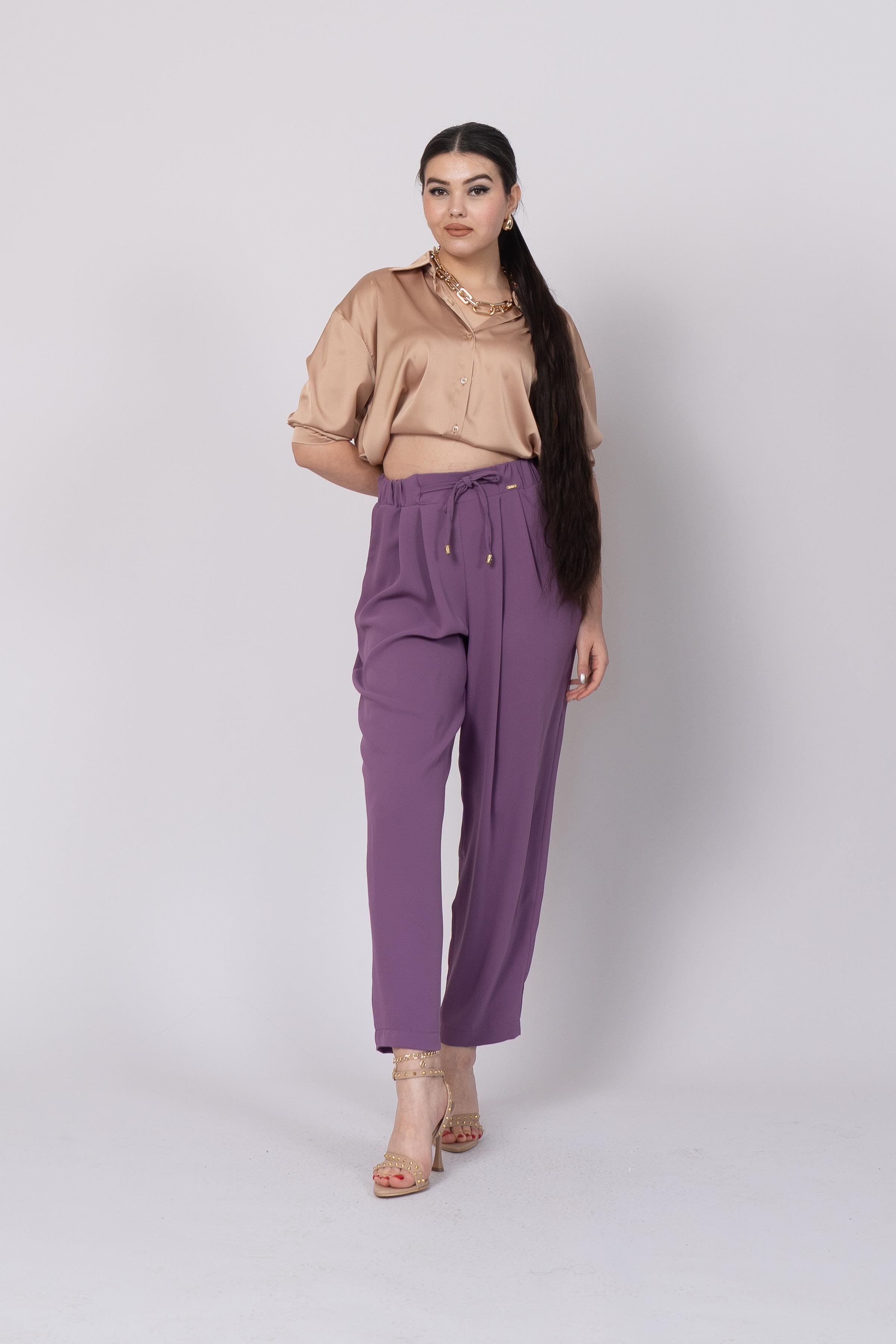 Ön Pile Ve Bağcıklı Beli Lastikli Pantolon 30244