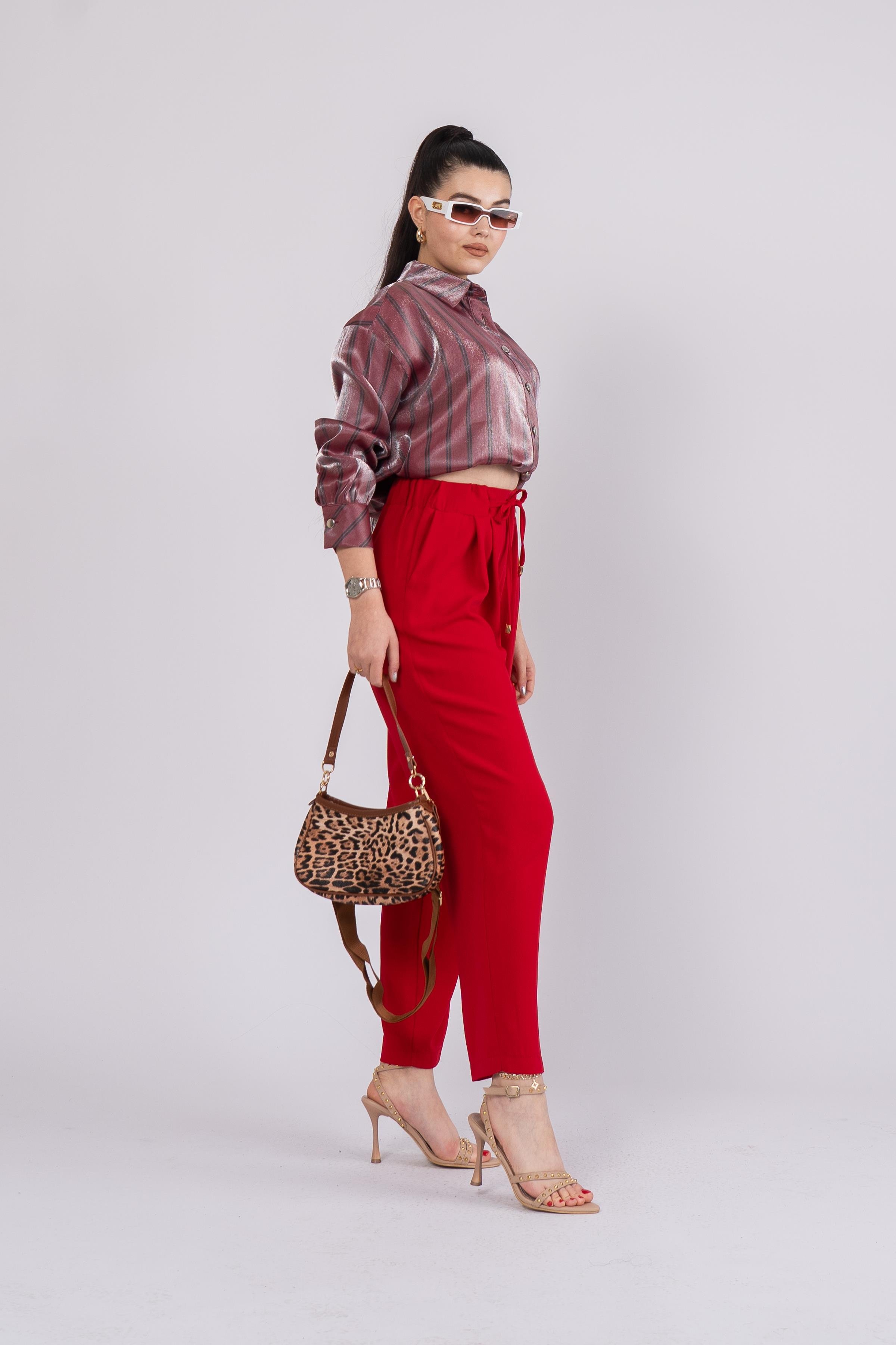 Ön Pile Ve Bağcıklı Beli Lastikli Pantolon 30244