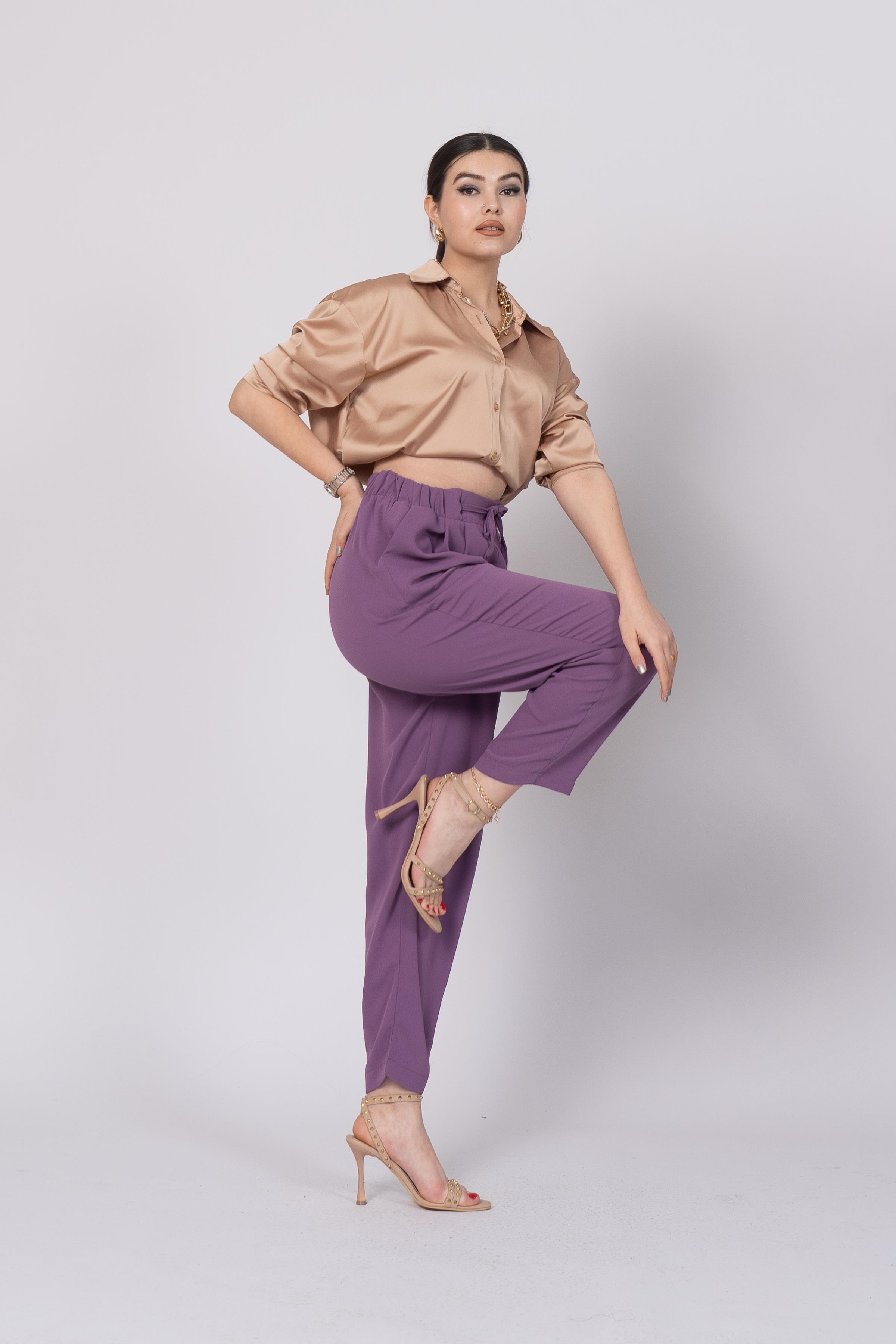 Ön Pile Ve Bağcıklı Beli Lastikli Pantolon 30244