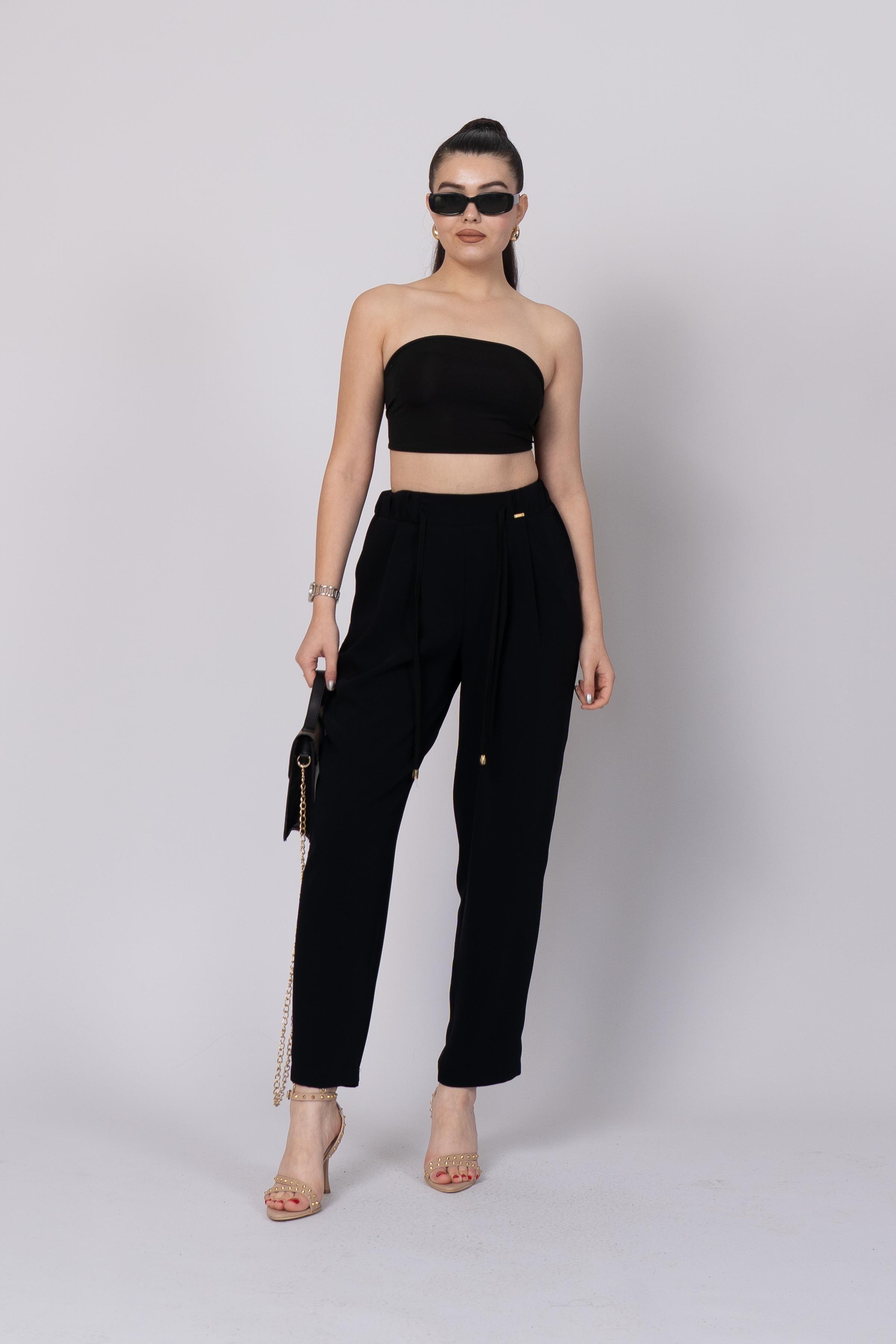 Ön Pile Ve Bağcıklı Beli Lastikli Pantolon 30244