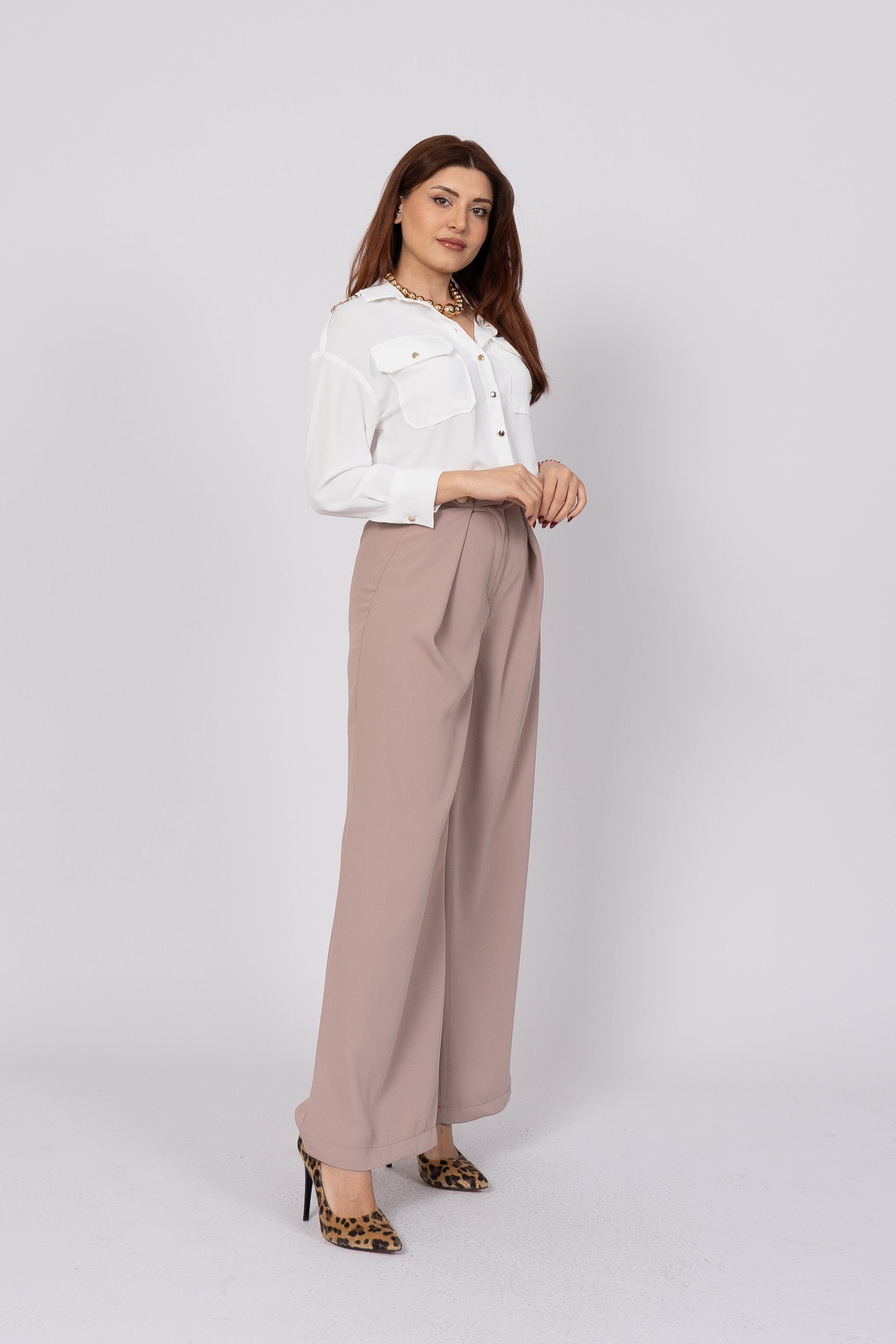 Ön Pile Ve Düğme Detaylı Pantolon 30237