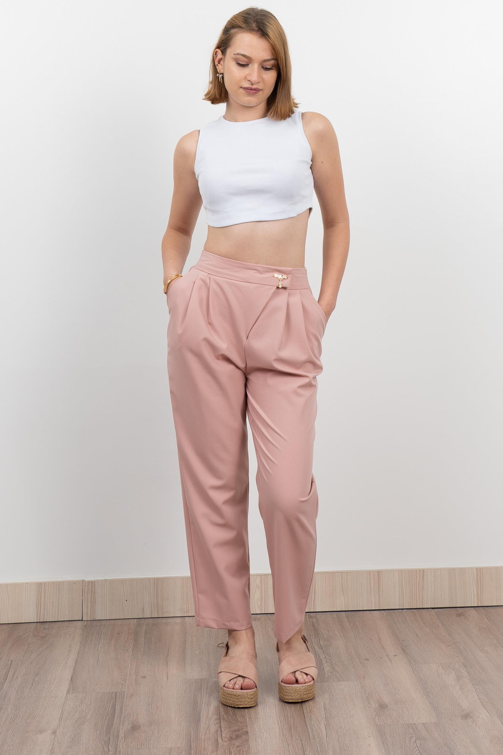 Verev Beli Lastikli Kumaş Pantolon 30228