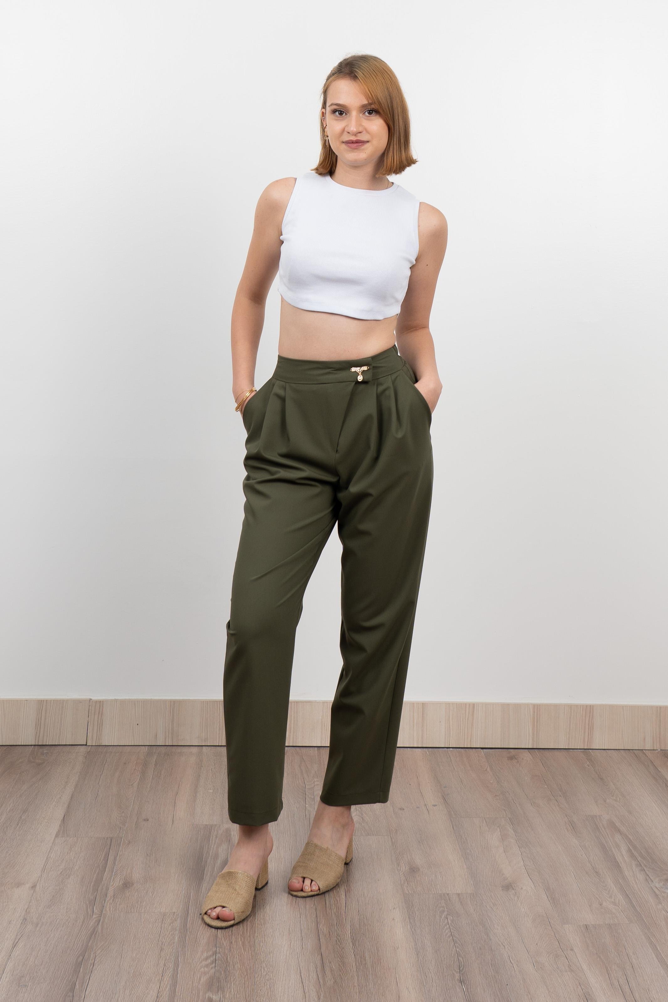 Verev Beli Lastikli Kumaş Pantolon 30228