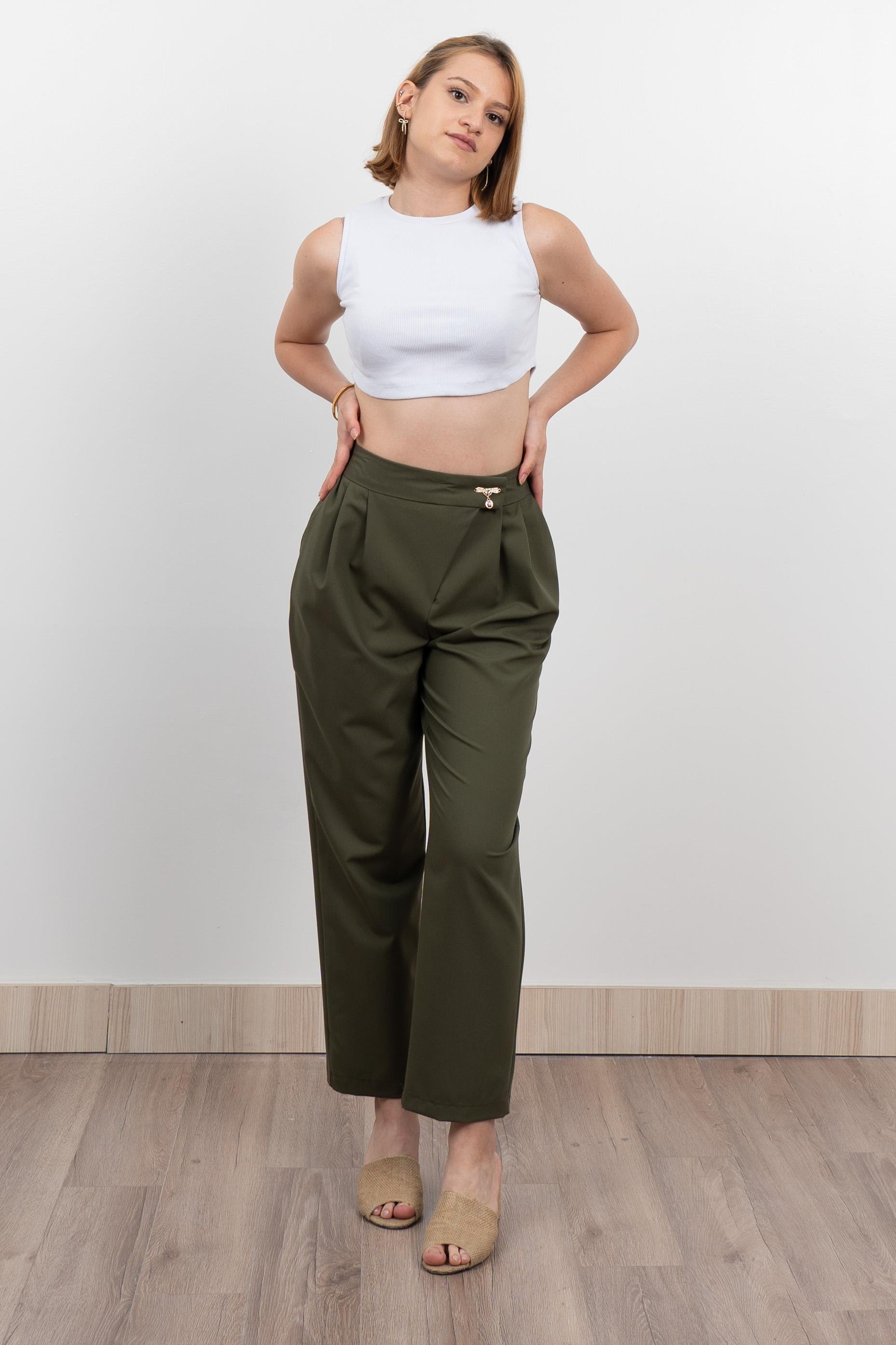 Verev Beli Lastikli Kumaş Pantolon 30228