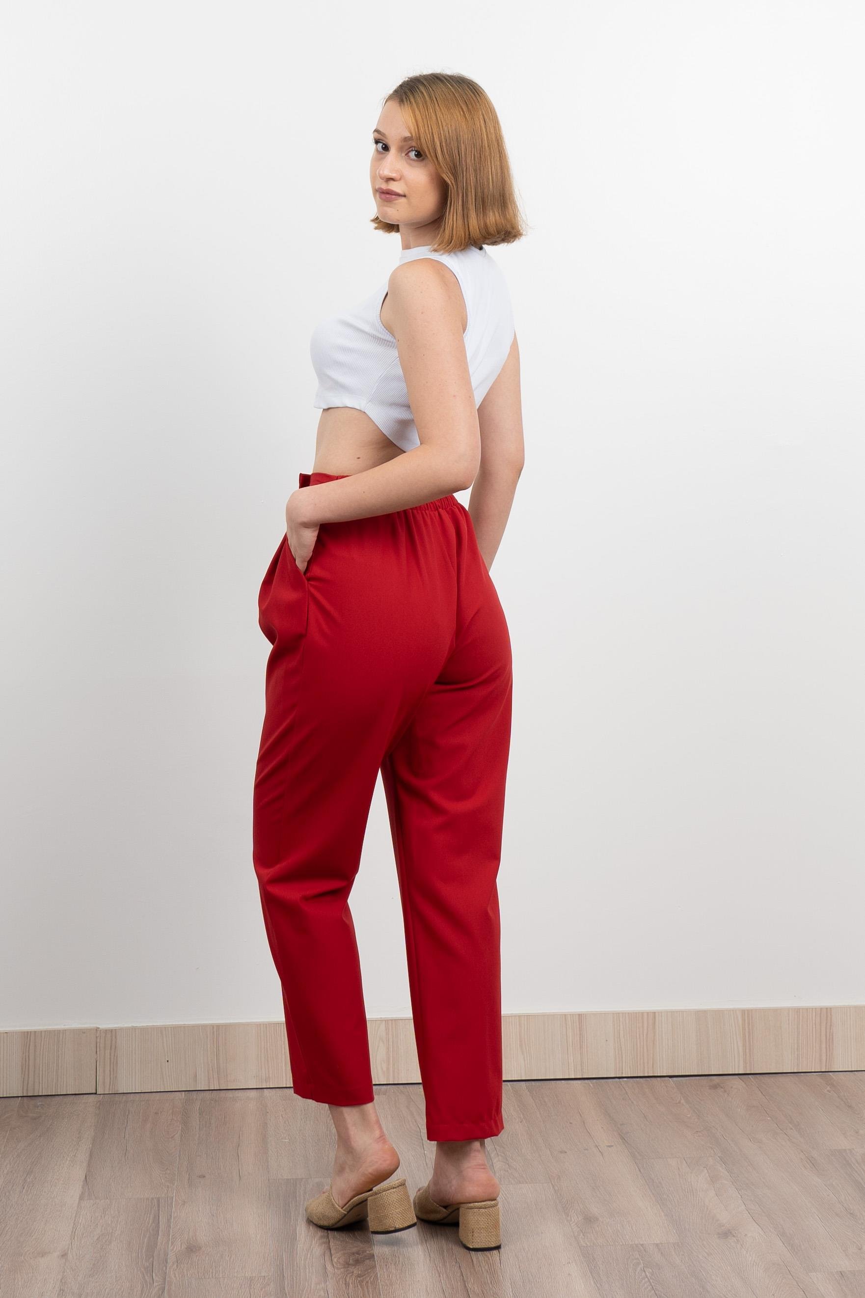 Verev Beli Lastikli Kumaş Pantolon 30228