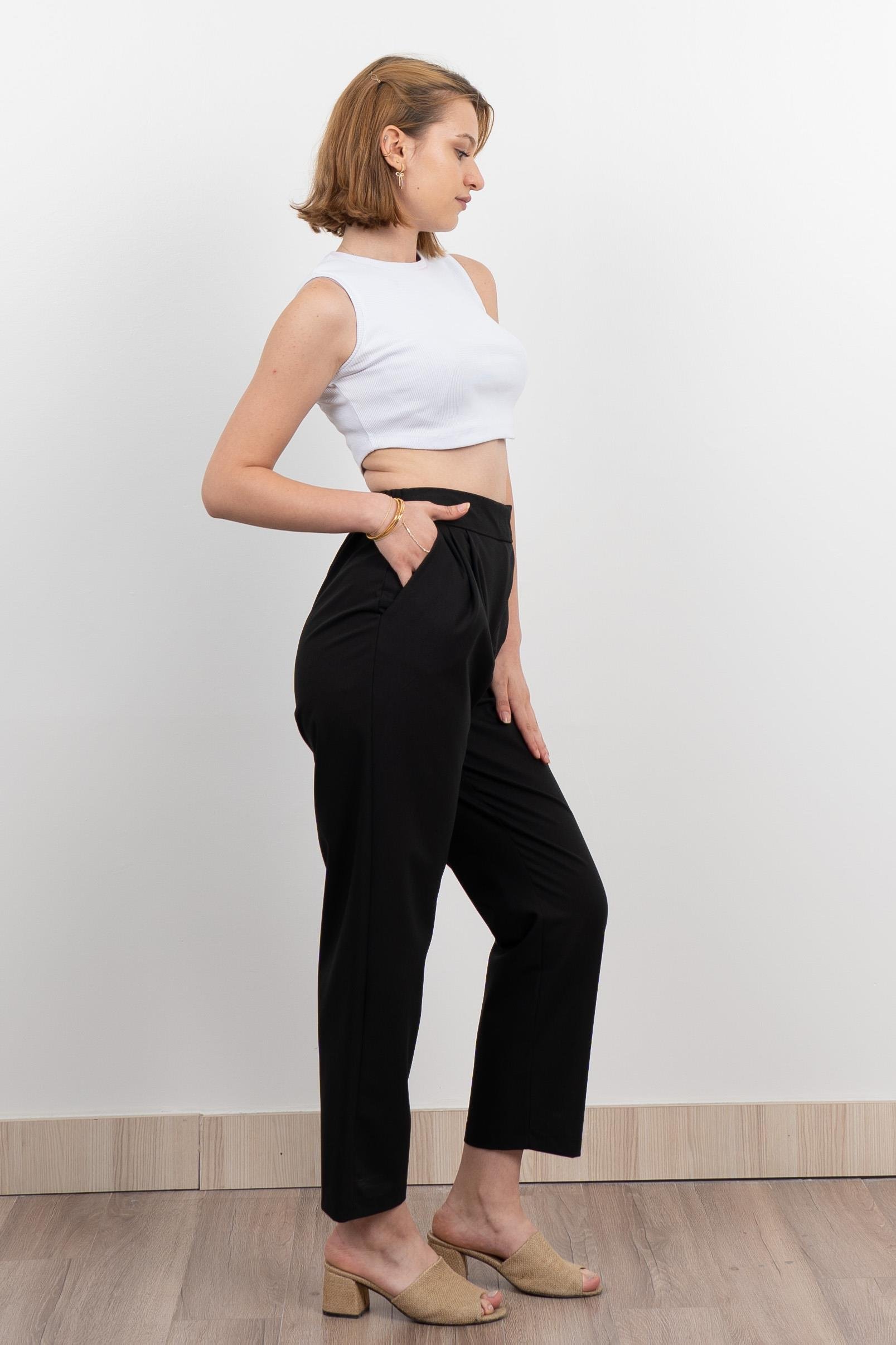 Verev Beli Lastikli Kumaş Pantolon 30228