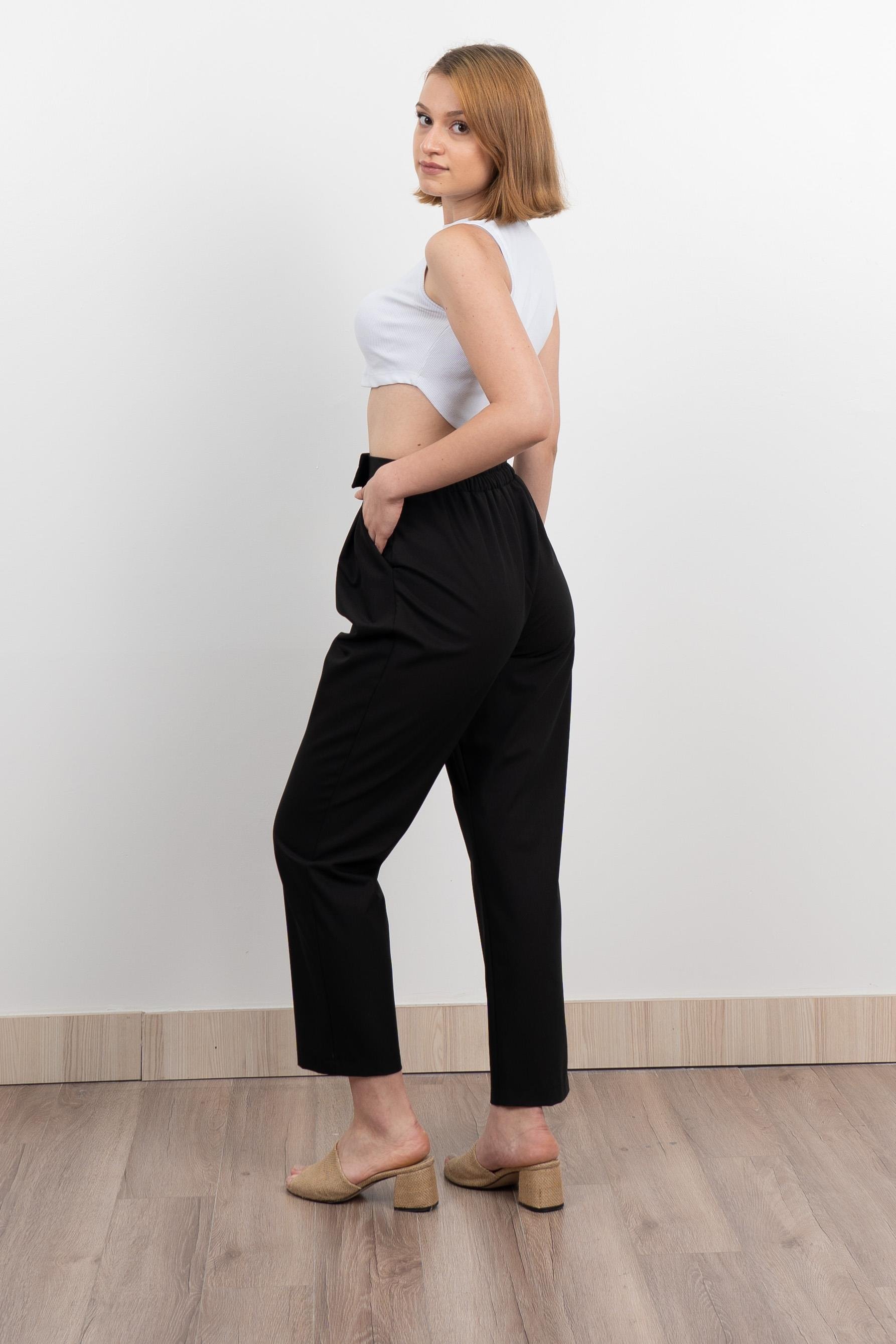 Verev Beli Lastikli Kumaş Pantolon 30228