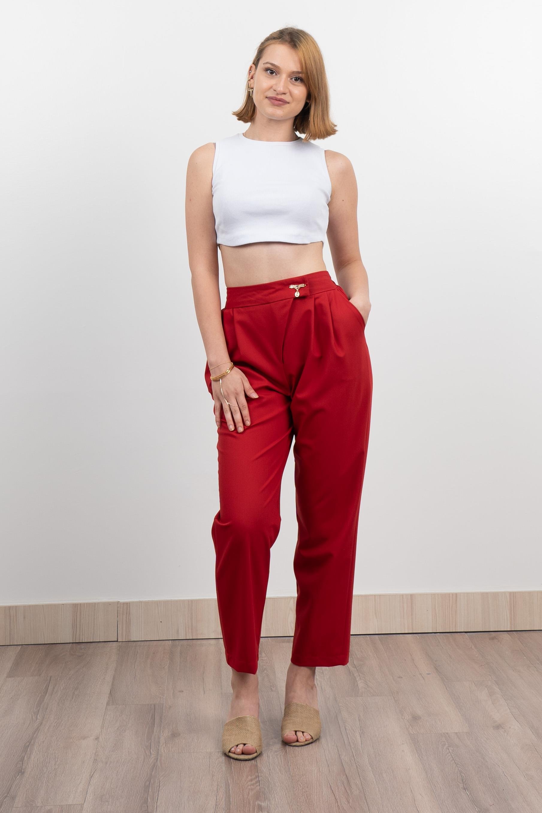 Verev Beli Lastikli Kumaş Pantolon 30228