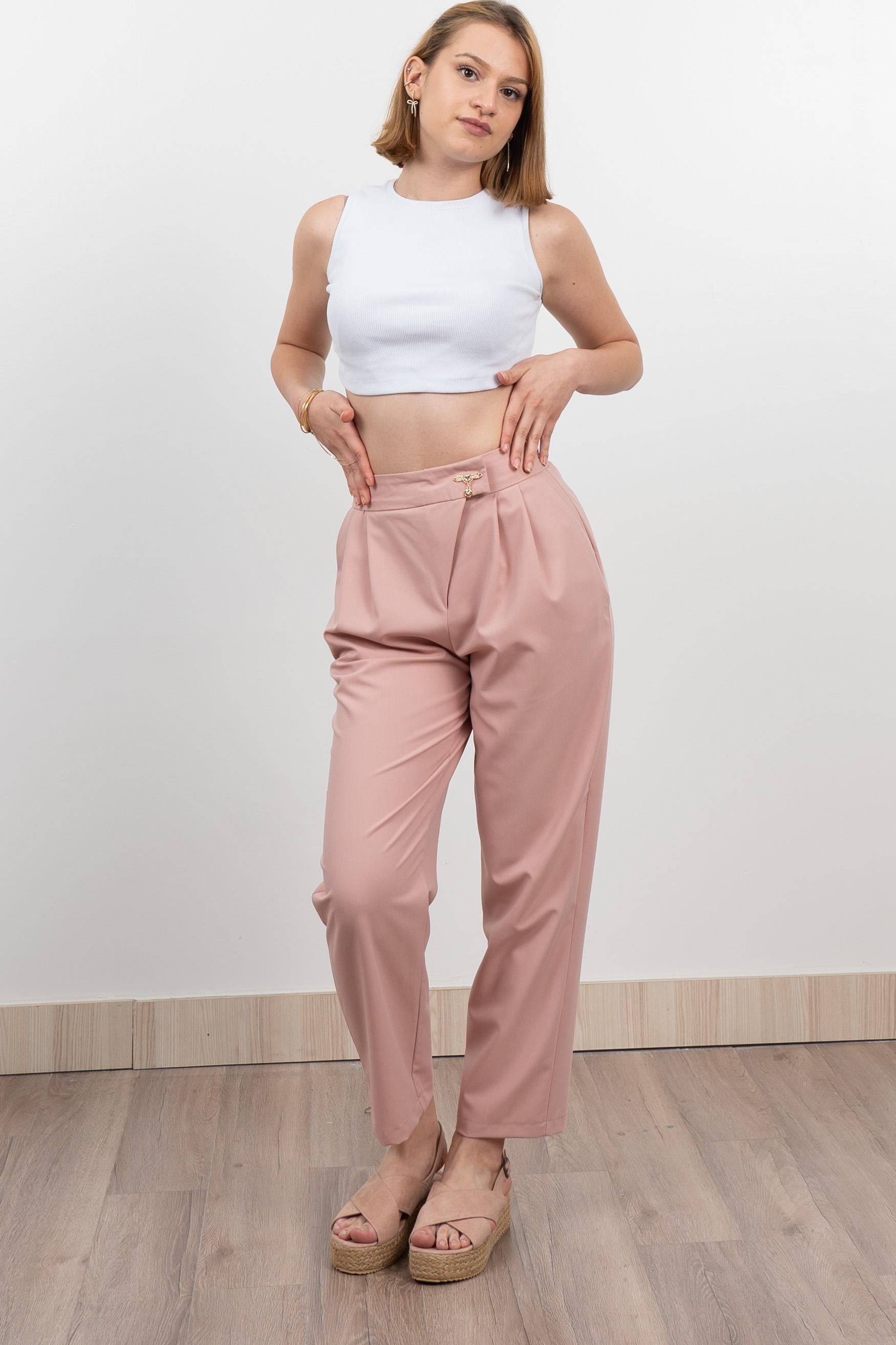 Verev Beli Lastikli Kumaş Pantolon 30228