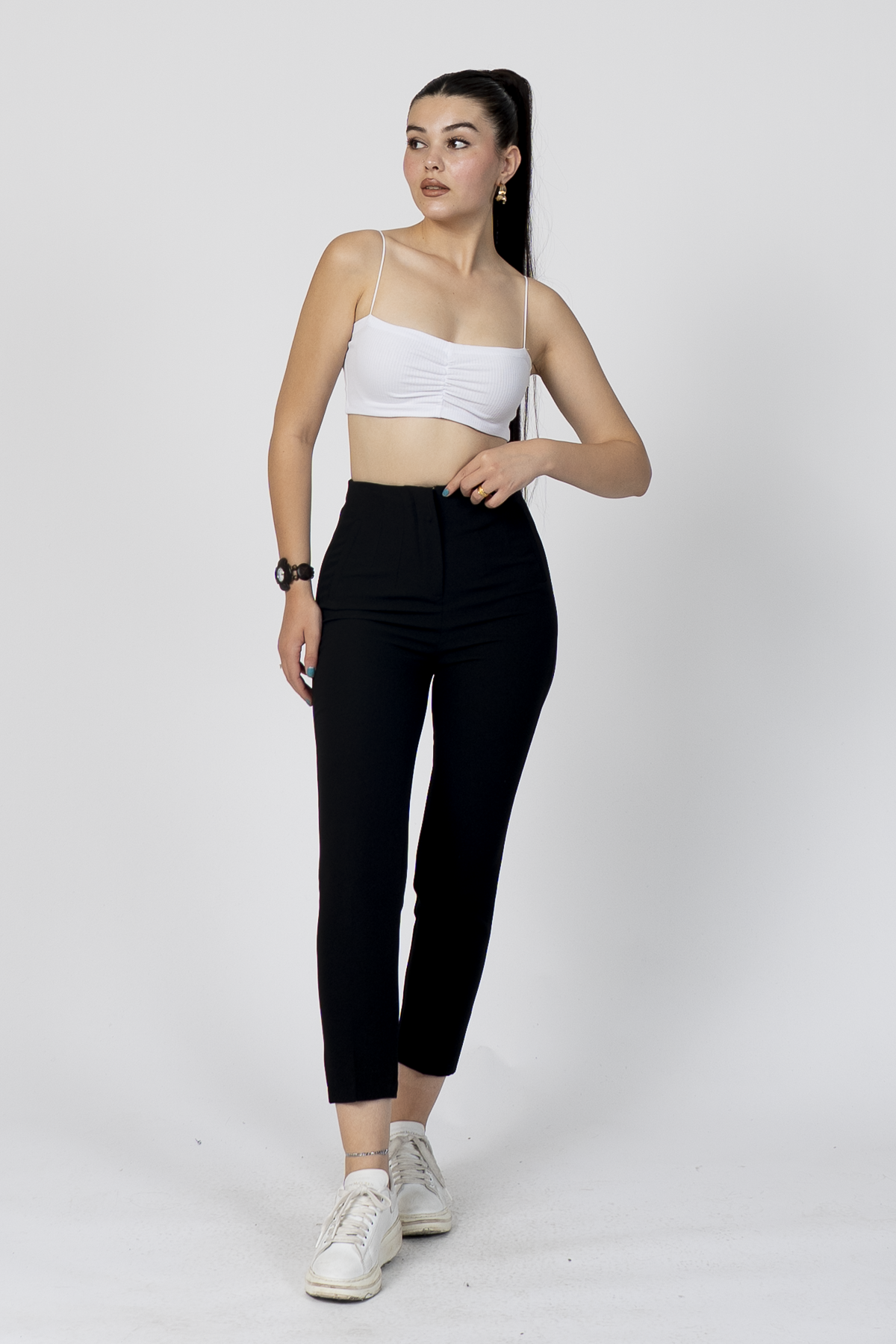 Y-30062 ARKA BELİ V DETAYLI PENSLİ PANTOLON