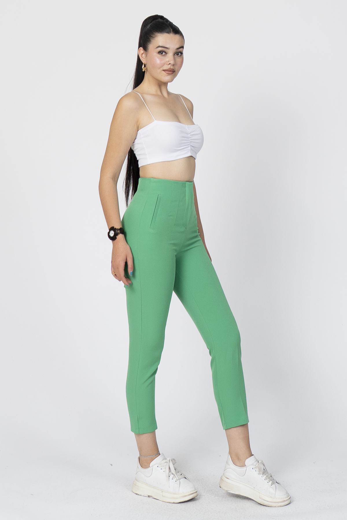 Y-30062 ARKA BELİ V DETAYLI PENSLİ PANTOLON