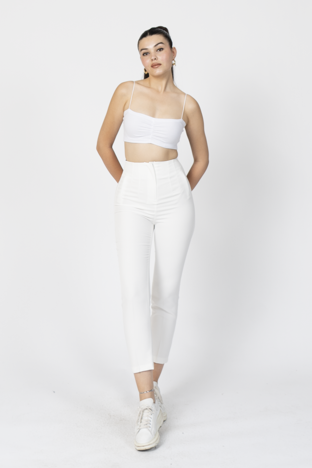 Y-30062 ARKA BELİ V DETAYLI PENSLİ PANTOLON