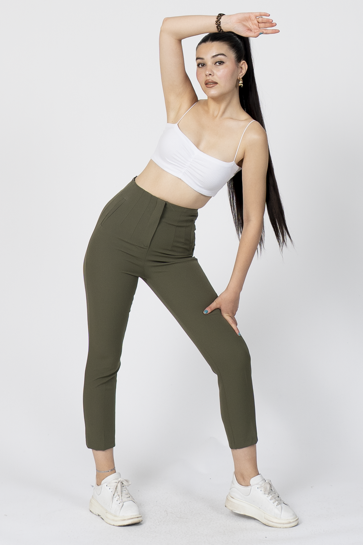 Y-30062 ARKA BELİ V DETAYLI PENSLİ PANTOLON