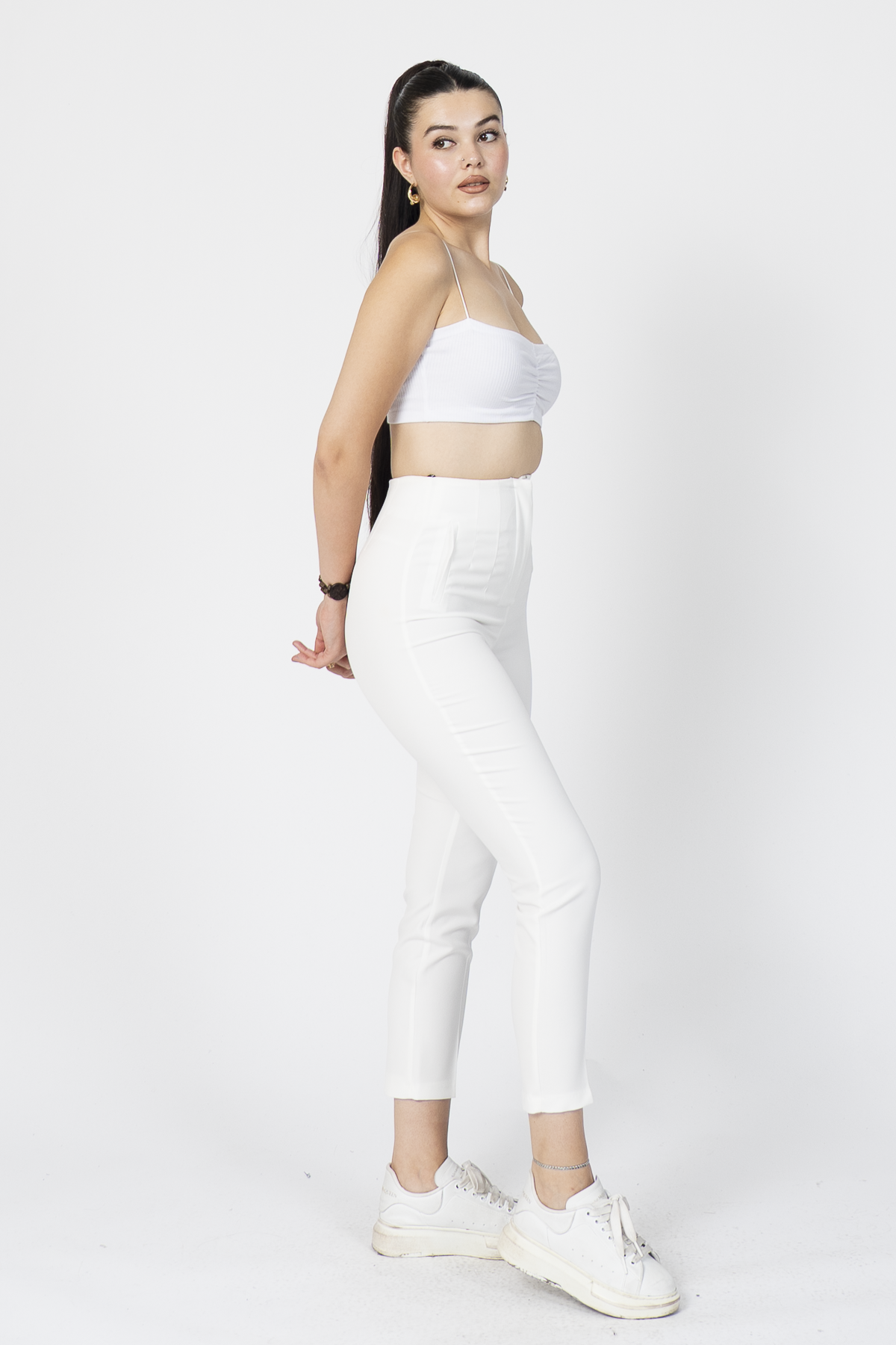 Y-30062 ARKA BELİ V DETAYLI PENSLİ PANTOLON