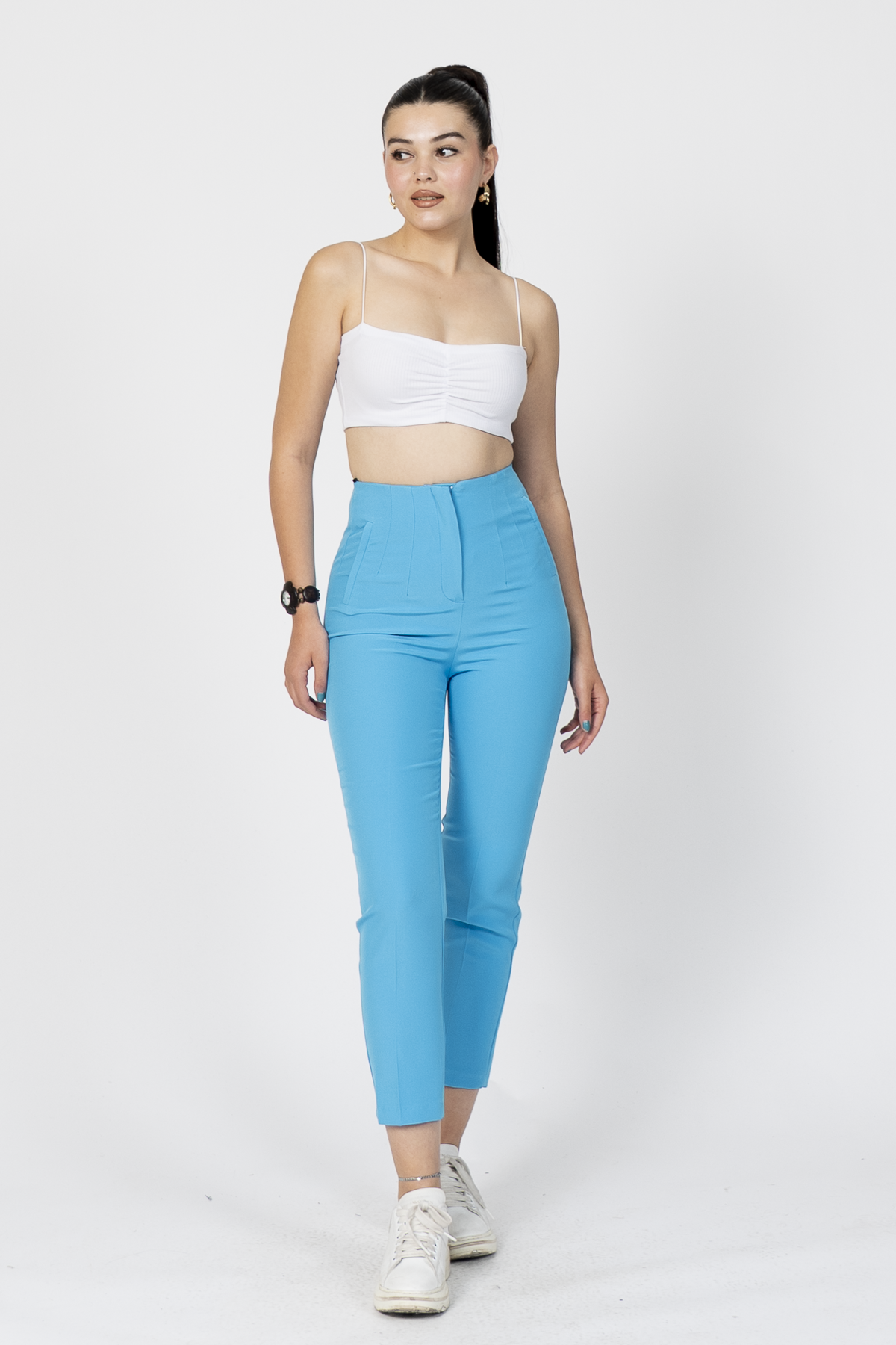 Y-30062 ARKA BELİ V DETAYLI PENSLİ PANTOLON