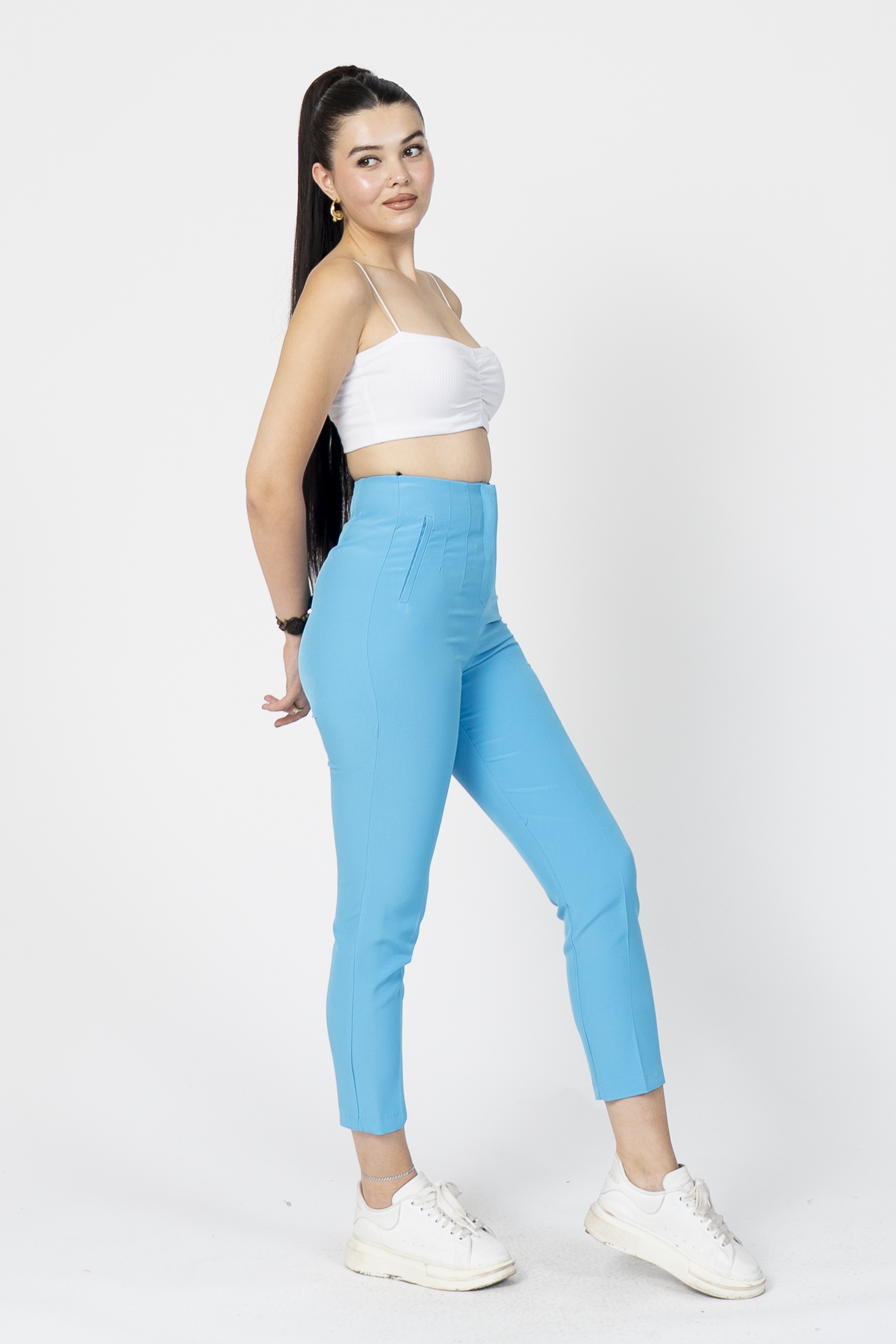 Y-30062 ARKA BELİ V DETAYLI PENSLİ PANTOLON