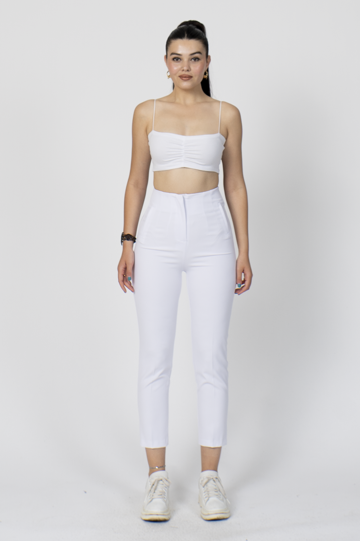 Y-30062 ARKA BELİ V DETAYLI PENSLİ PANTOLON