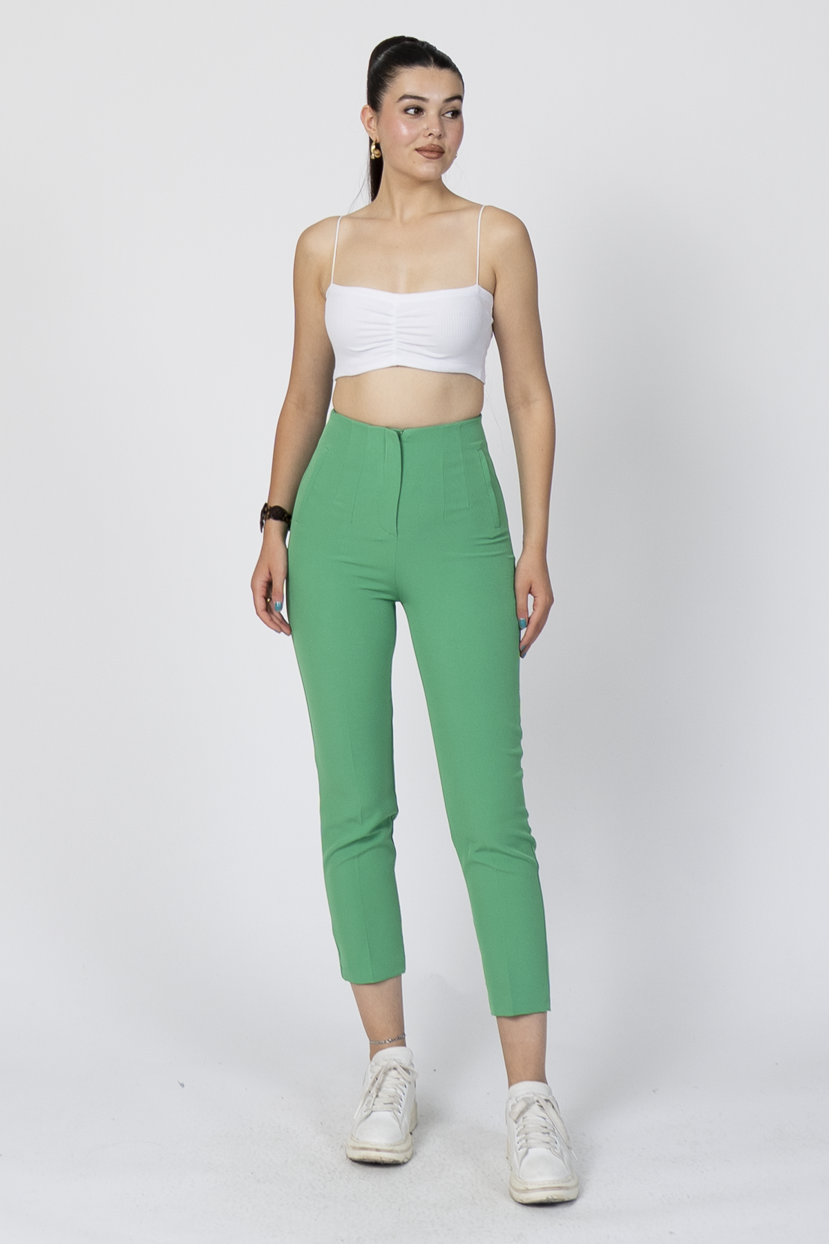 Y-30062 ARKA BELİ V DETAYLI PENSLİ PANTOLON