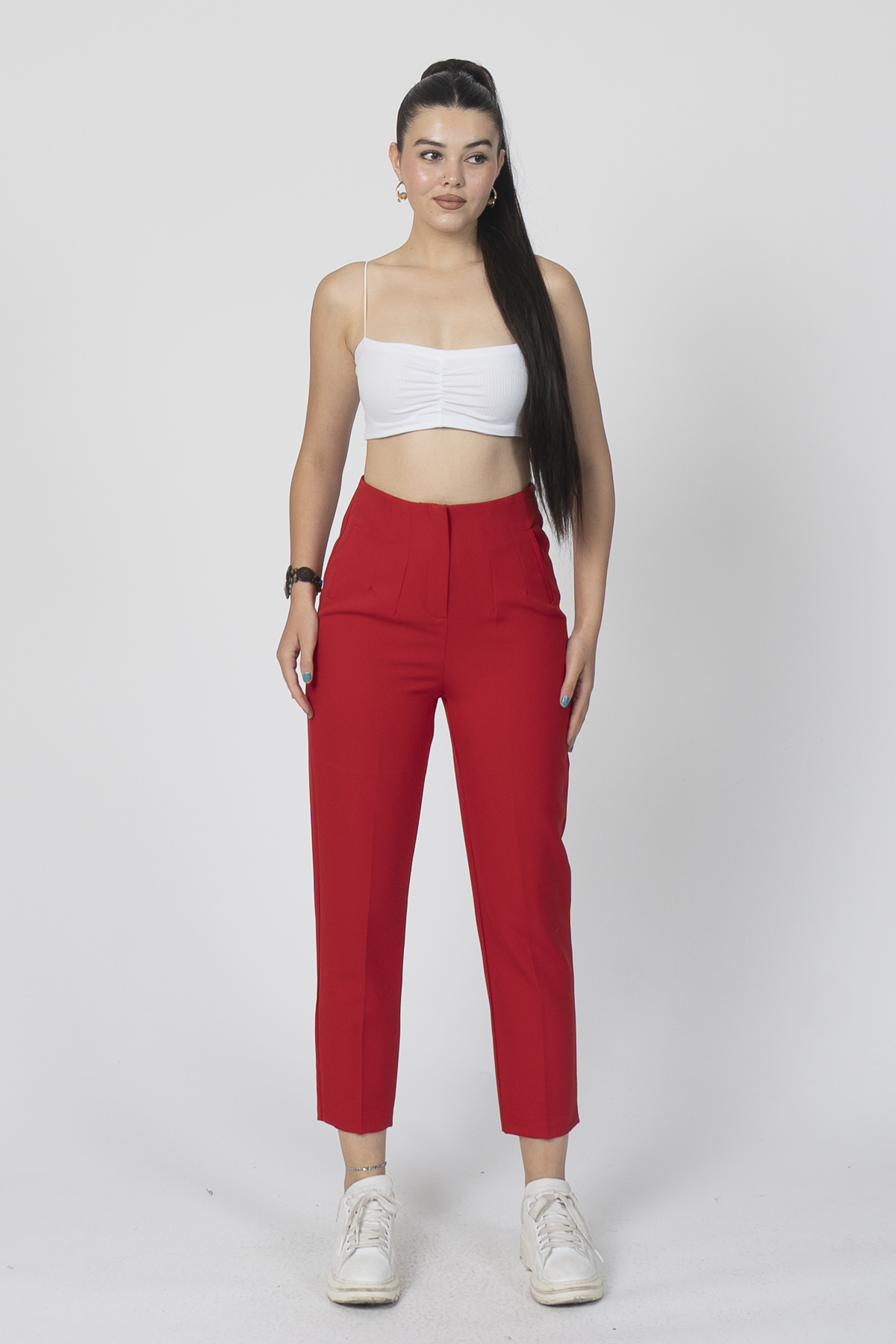 Y-30062 ARKA BELİ V DETAYLI PENSLİ PANTOLON