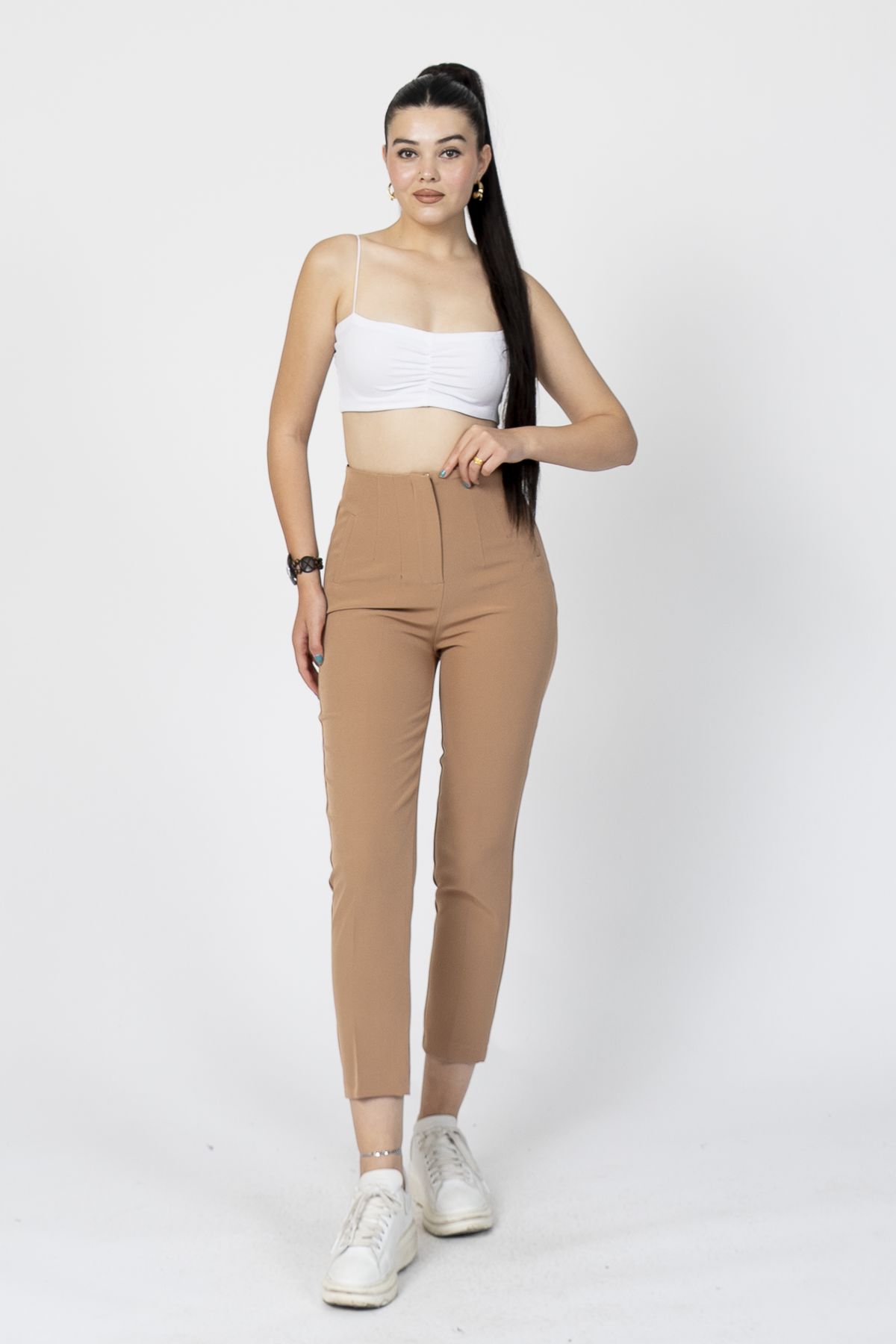 Y-30062 ARKA BELİ V DETAYLI PENSLİ PANTOLON