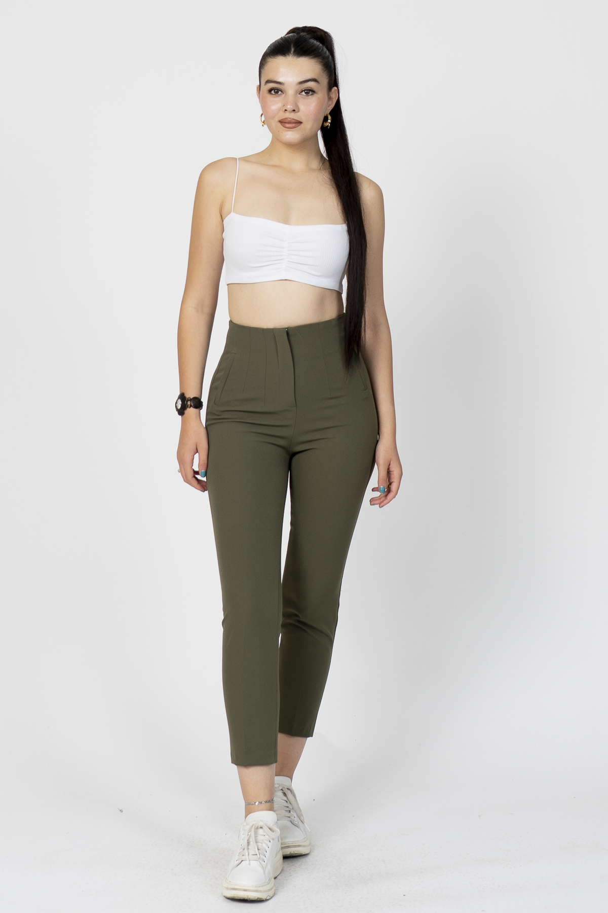 Y-30062 ARKA BELİ V DETAYLI PENSLİ PANTOLON