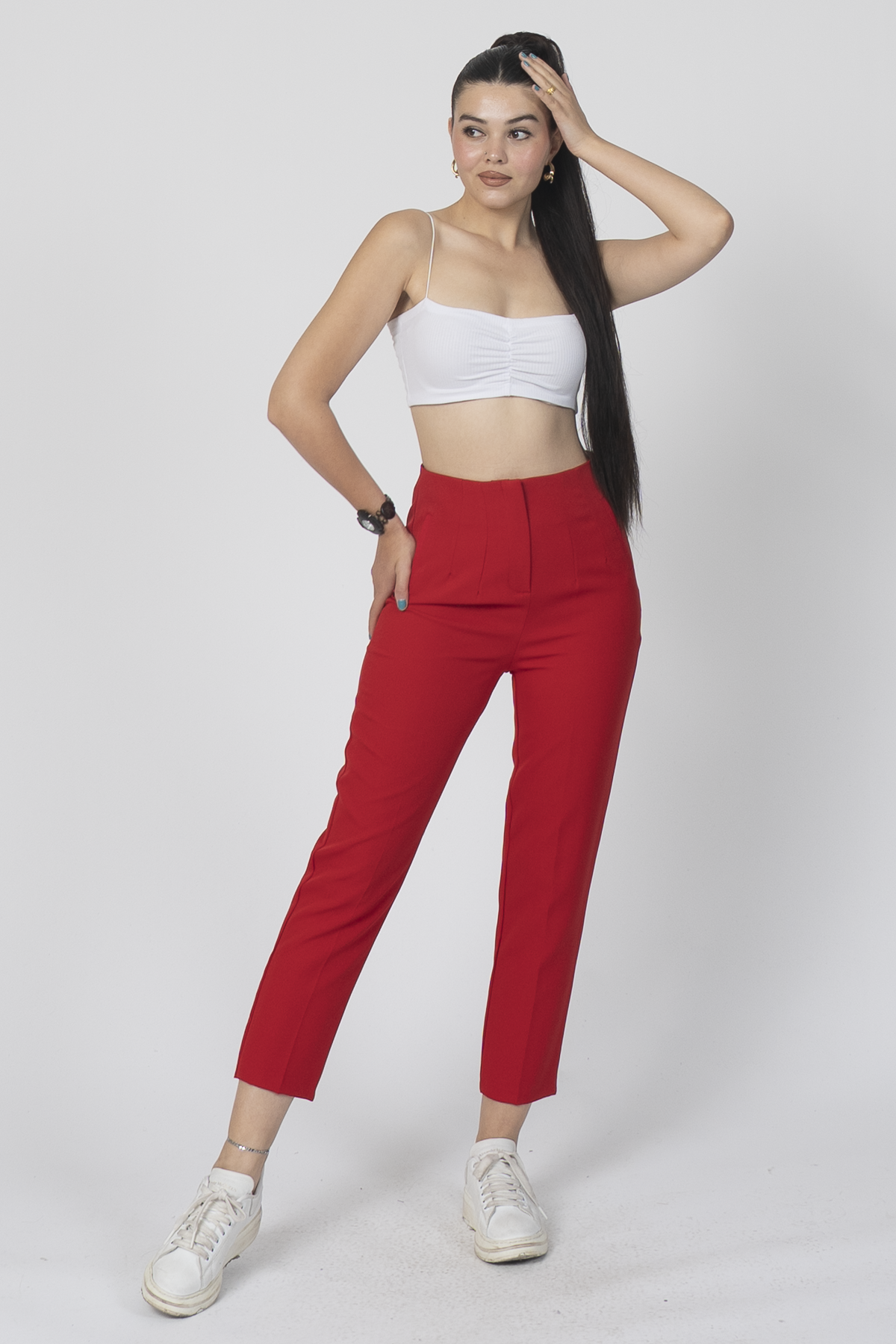 Y-30062 ARKA BELİ V DETAYLI PENSLİ PANTOLON