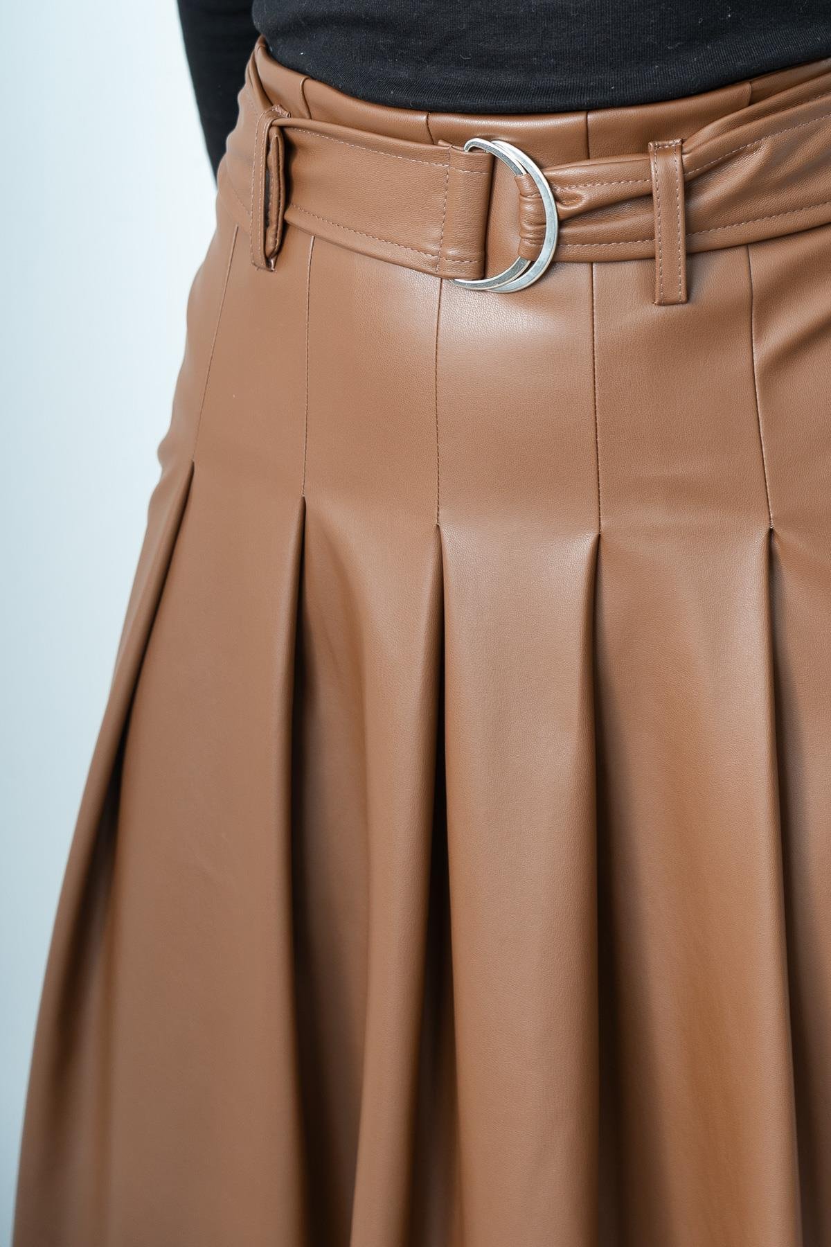 YAN ÇİFT TARAFLI FERMUARLI ETEK 6821